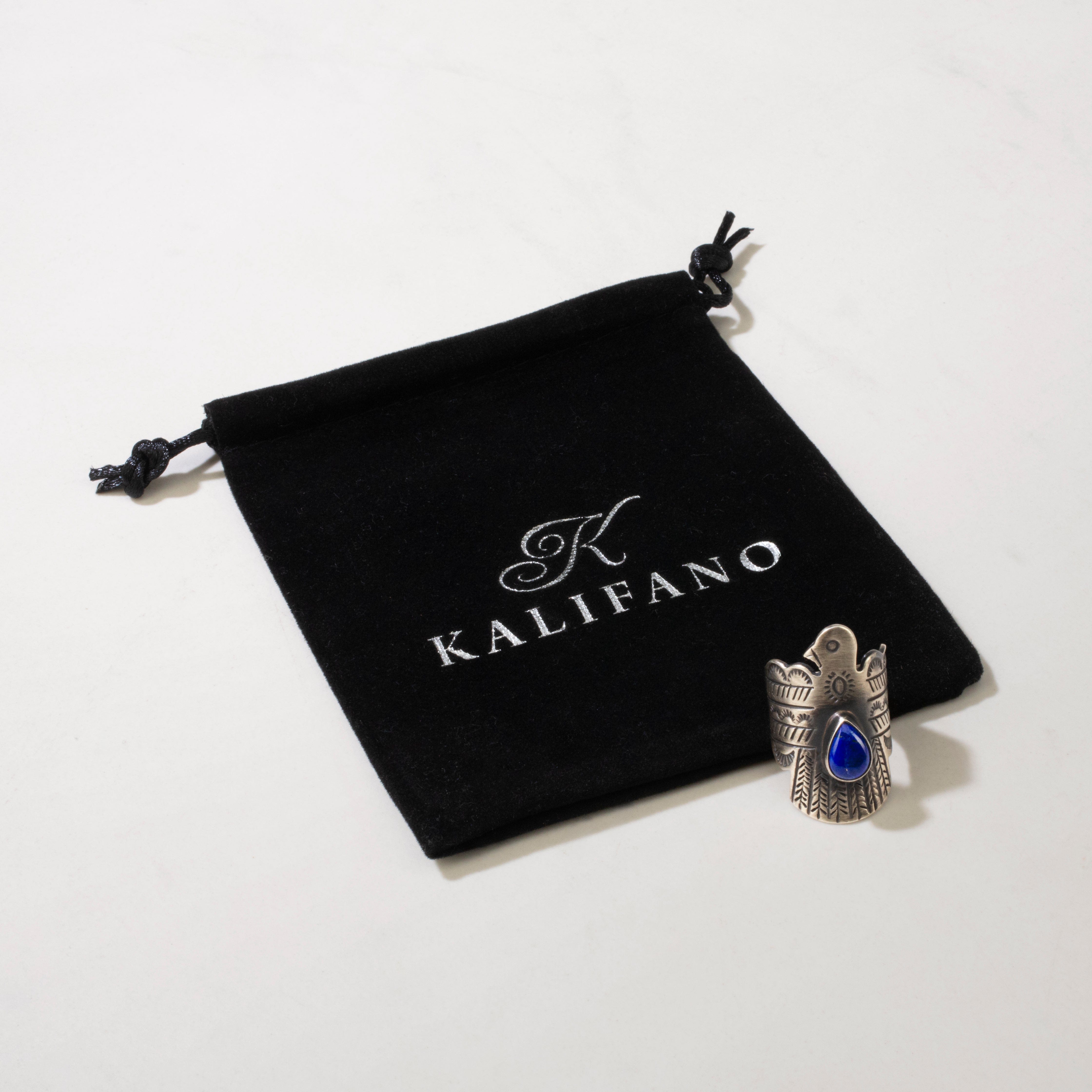 Kalifano Native American Jewelry 7.5 Raymond Coriz Lapis Santo Domingo Pueblo USA Native American Made 925 Sterling Silver Ring NAR900.043.75
