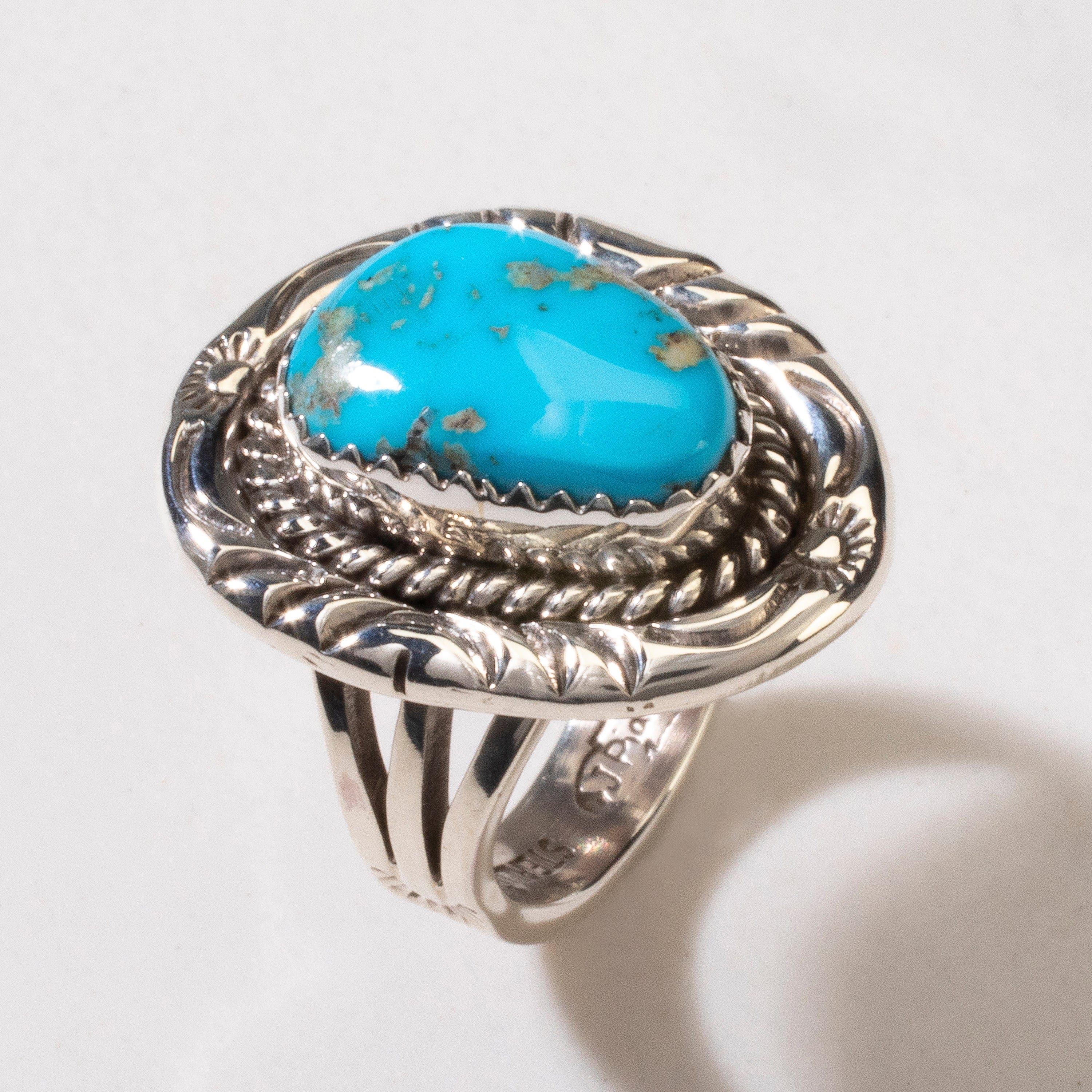 Kalifano Native American Jewelry 7 Joe Piaso Jr. Sleeping Beauty Turquoise Navajo USA Native American Made 925 Sterling Silver Ring NAR600.062.7