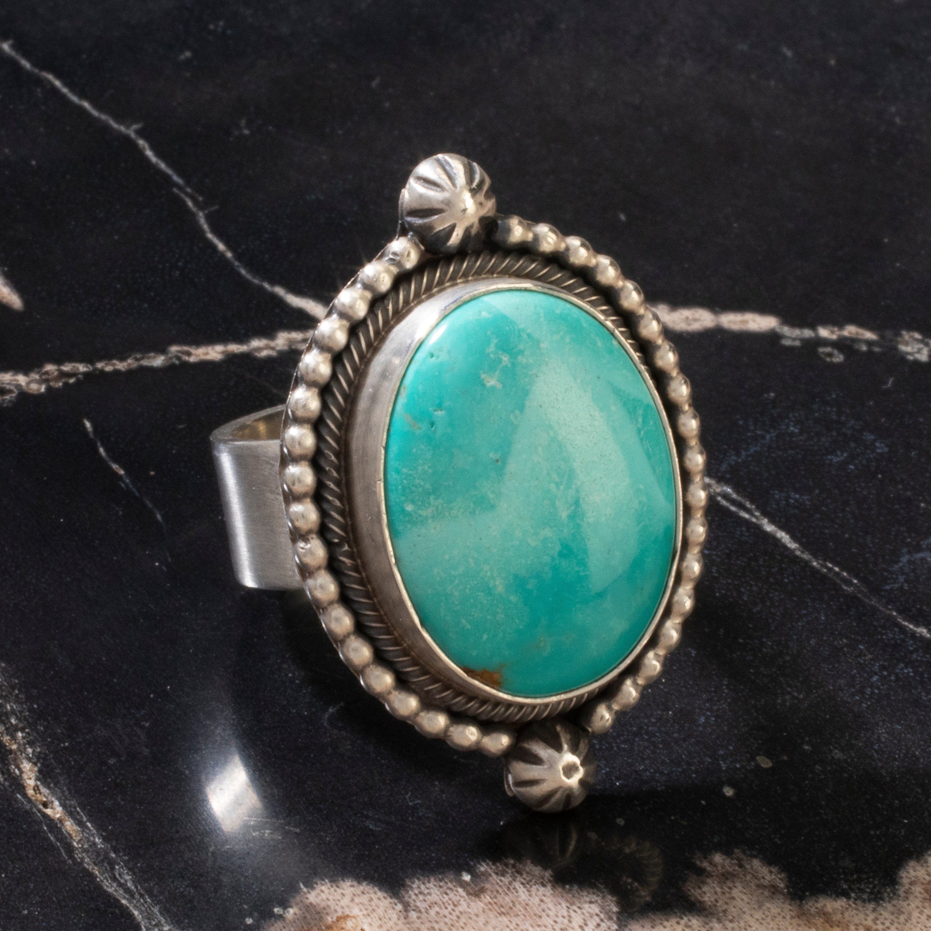 Kalifano Native American Jewelry 7 Scott Skeets Royston Turquoise Navajo USA Native American Made 925 Sterling Silver Ring NAR900.034.7