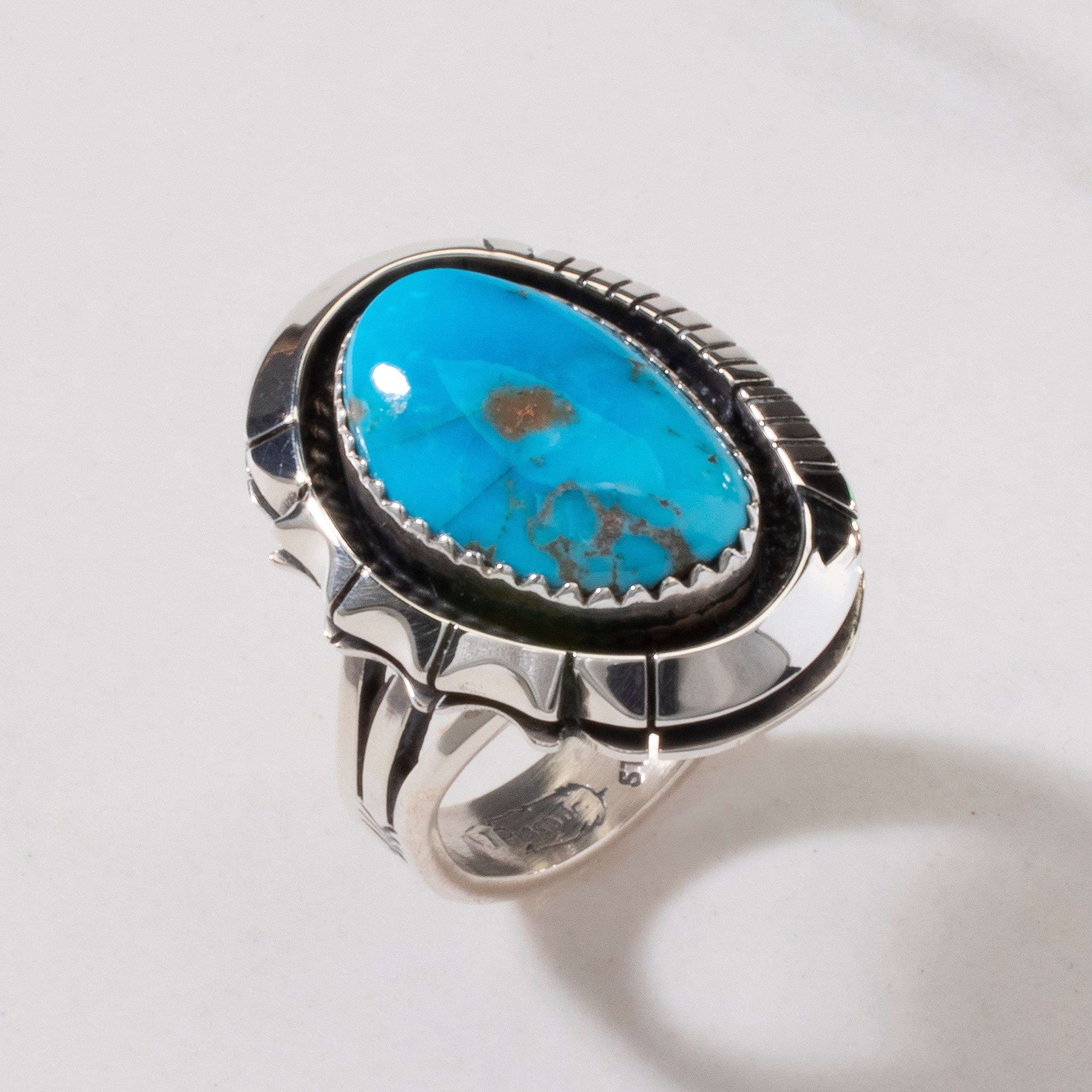 Kalifano Native American Jewelry 7 Sleeping Beauty Turquoise Navajo USA Native American Made 925 Sterling Silver Ring NAR700.037.7
