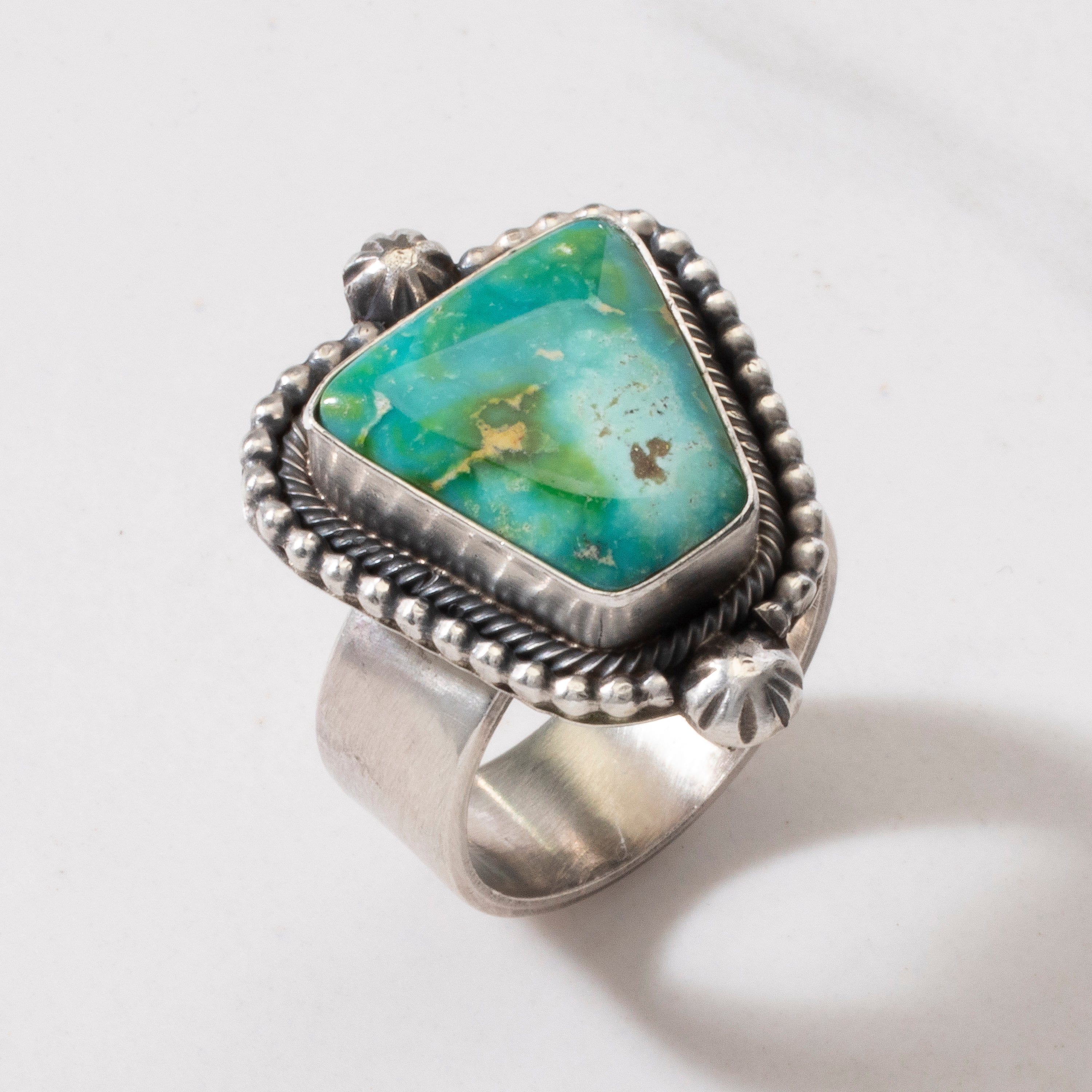 Kalifano Native American Jewelry 8.5 Scott Skeets Royston Turquoise Navajo USA Native American Made 925 Sterling Silver Ring NAR900.040.85