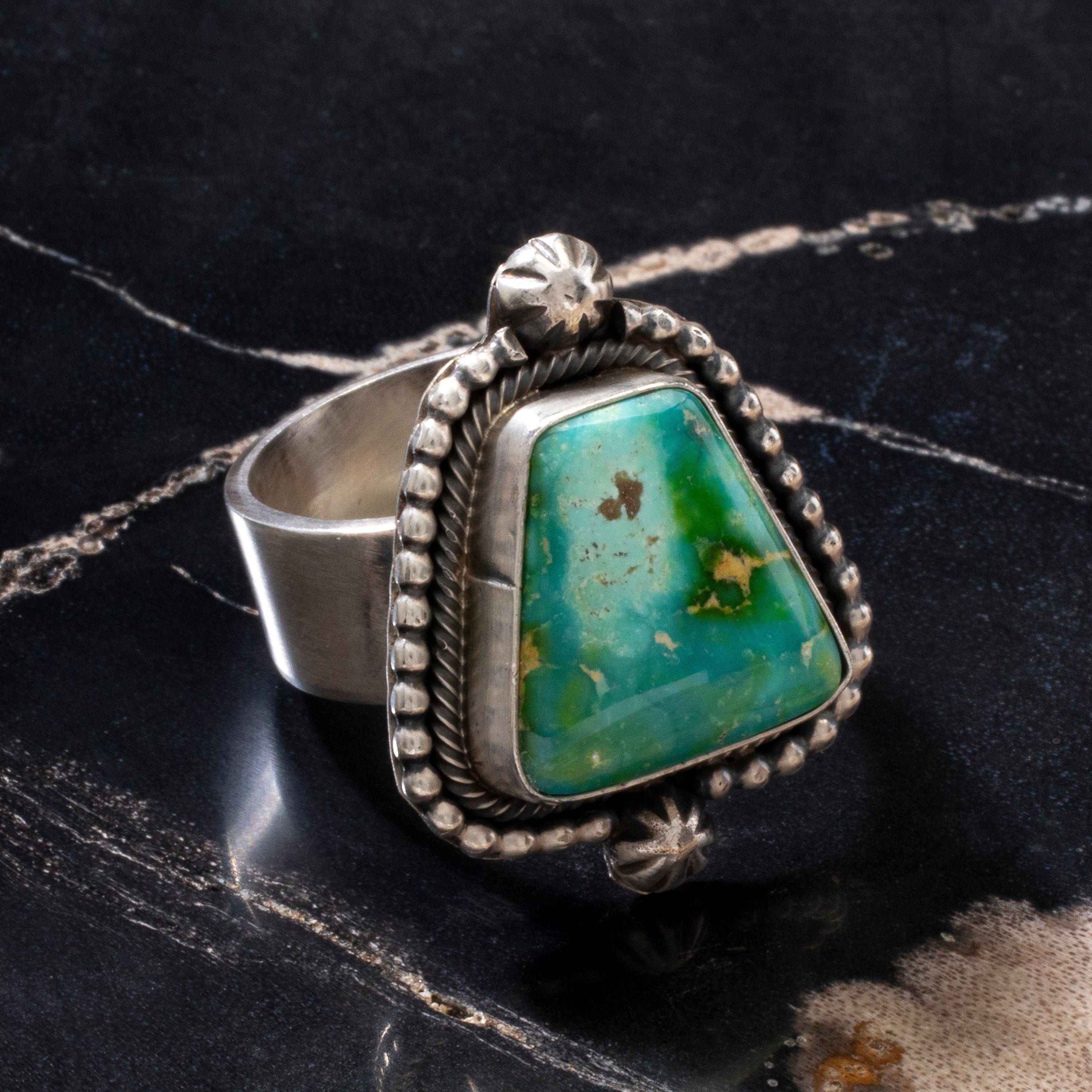 Kalifano Native American Jewelry 8.5 Scott Skeets Royston Turquoise Navajo USA Native American Made 925 Sterling Silver Ring NAR900.040.85