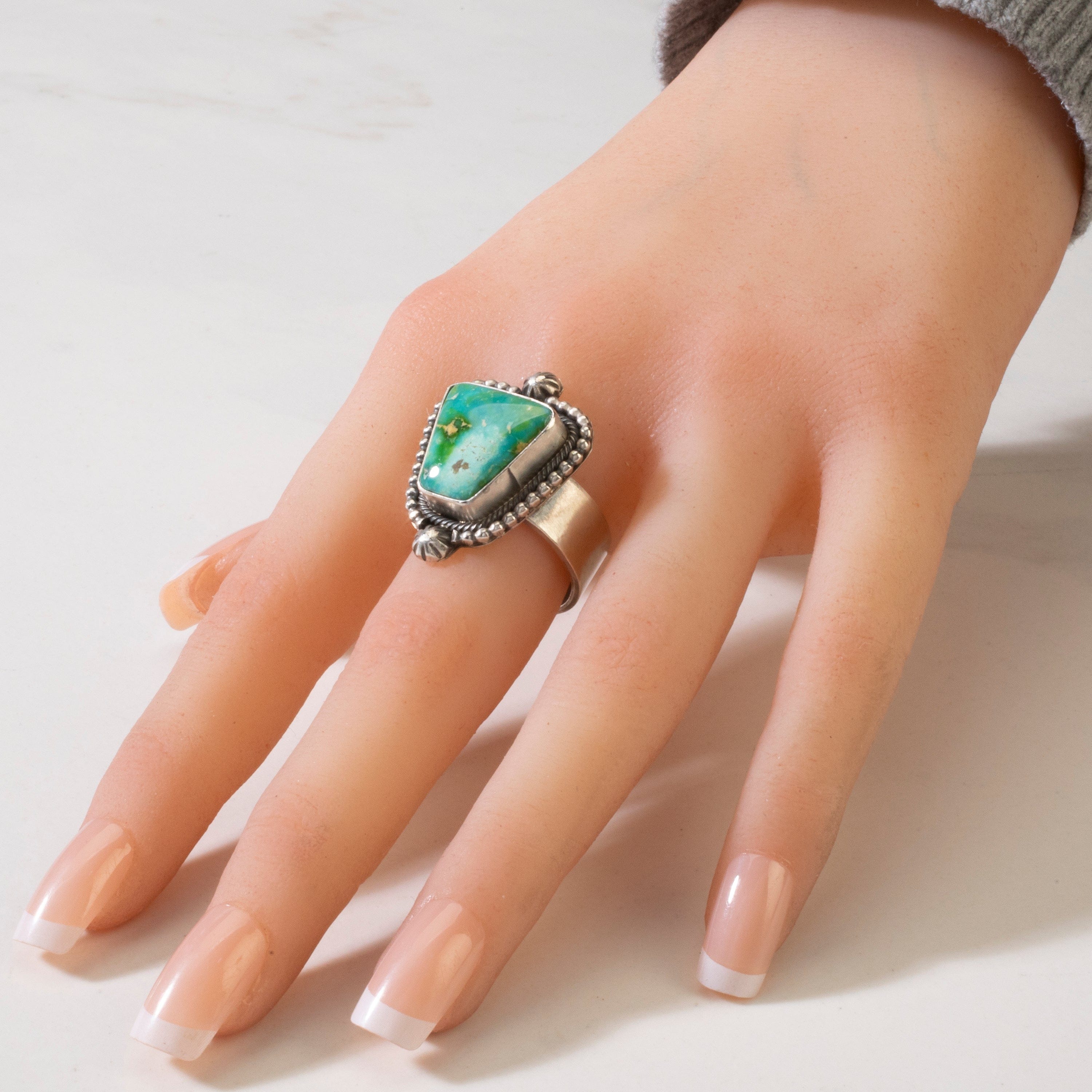 Kalifano Native American Jewelry 8.5 Scott Skeets Royston Turquoise Navajo USA Native American Made 925 Sterling Silver Ring NAR900.040.85