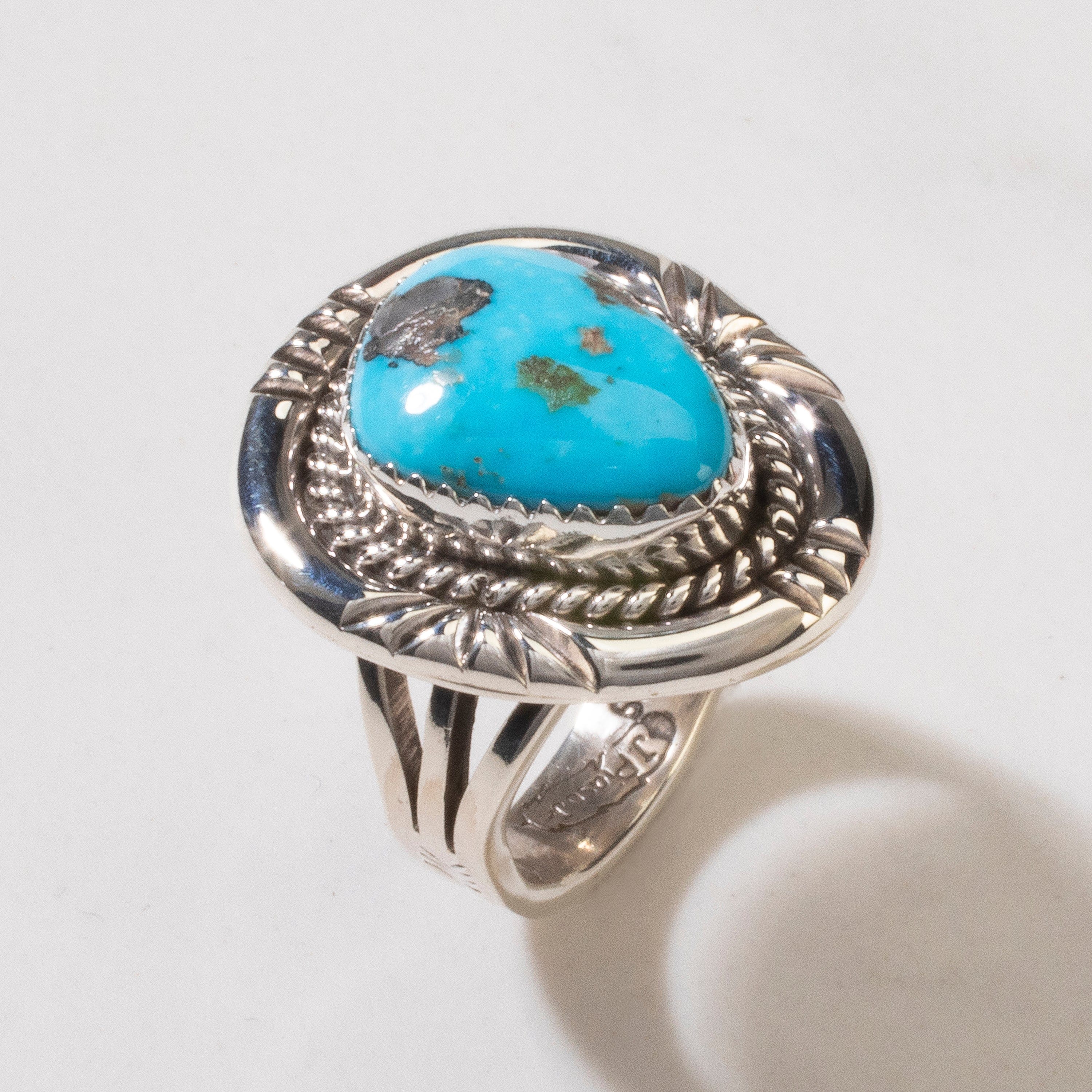 Kalifano Native American Jewelry 8 Joe Piaso Jr. Sleeping Beauty Turquoise Navajo USA Native American Made 925 Sterling Silver Ring NAR600.055.8