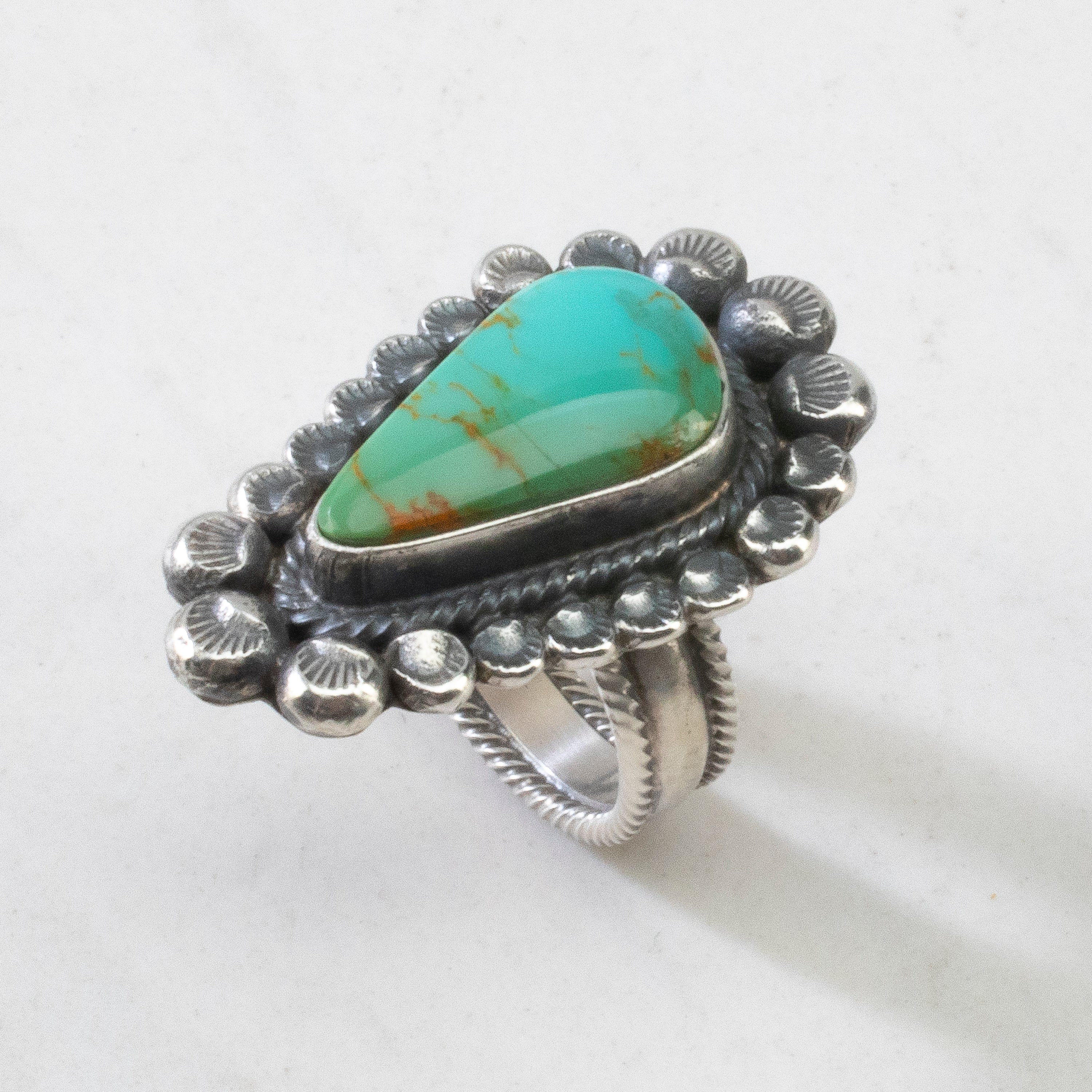 Kalifano Native American Jewelry 8 Leon Martinez Carico Lake Turquoise Navajo USA Native American Made 925 Sterling Silver Ring NAR2400.015.8
