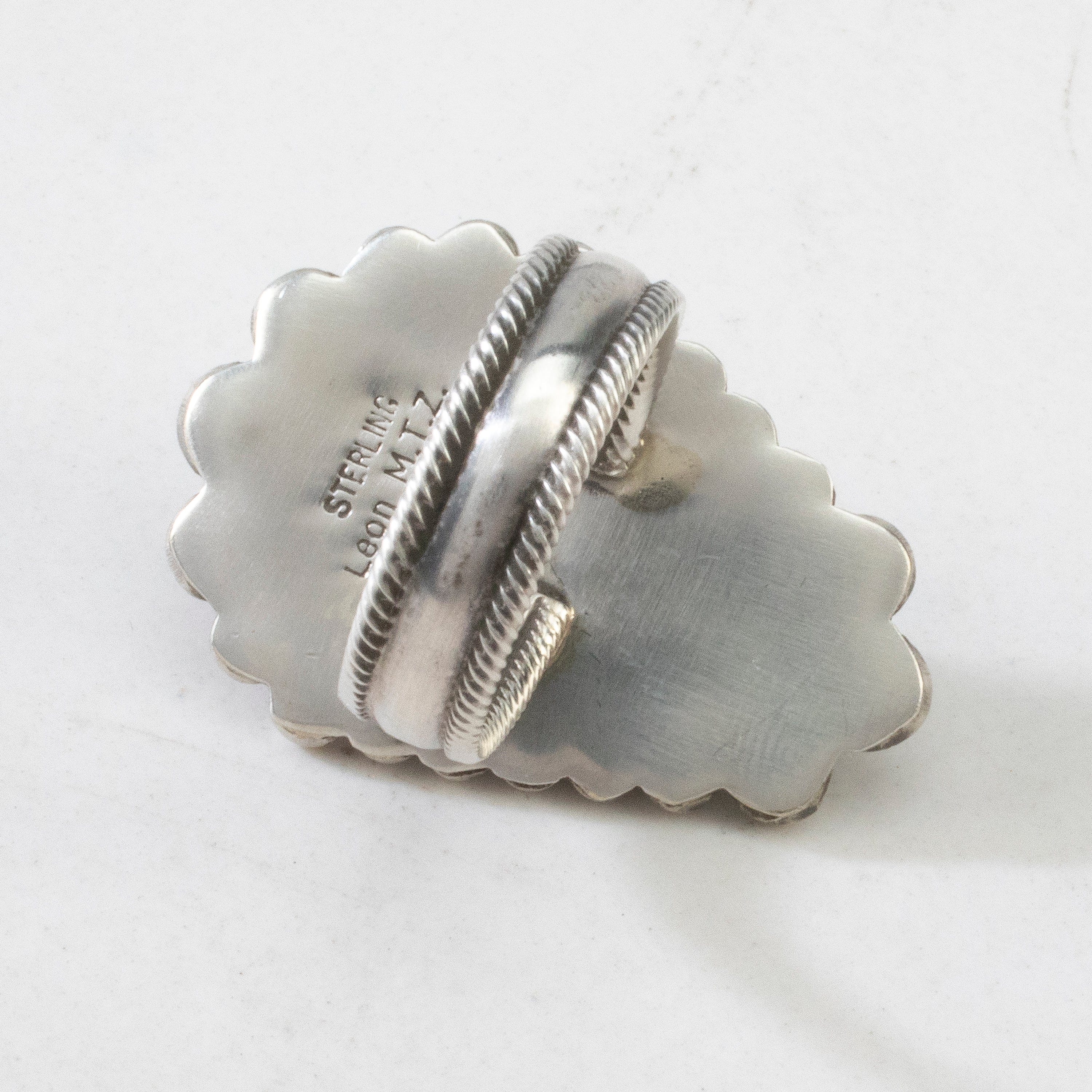 Kalifano Native American Jewelry 8 Leon Martinez Carico Lake Turquoise Navajo USA Native American Made 925 Sterling Silver Ring NAR2400.016.8