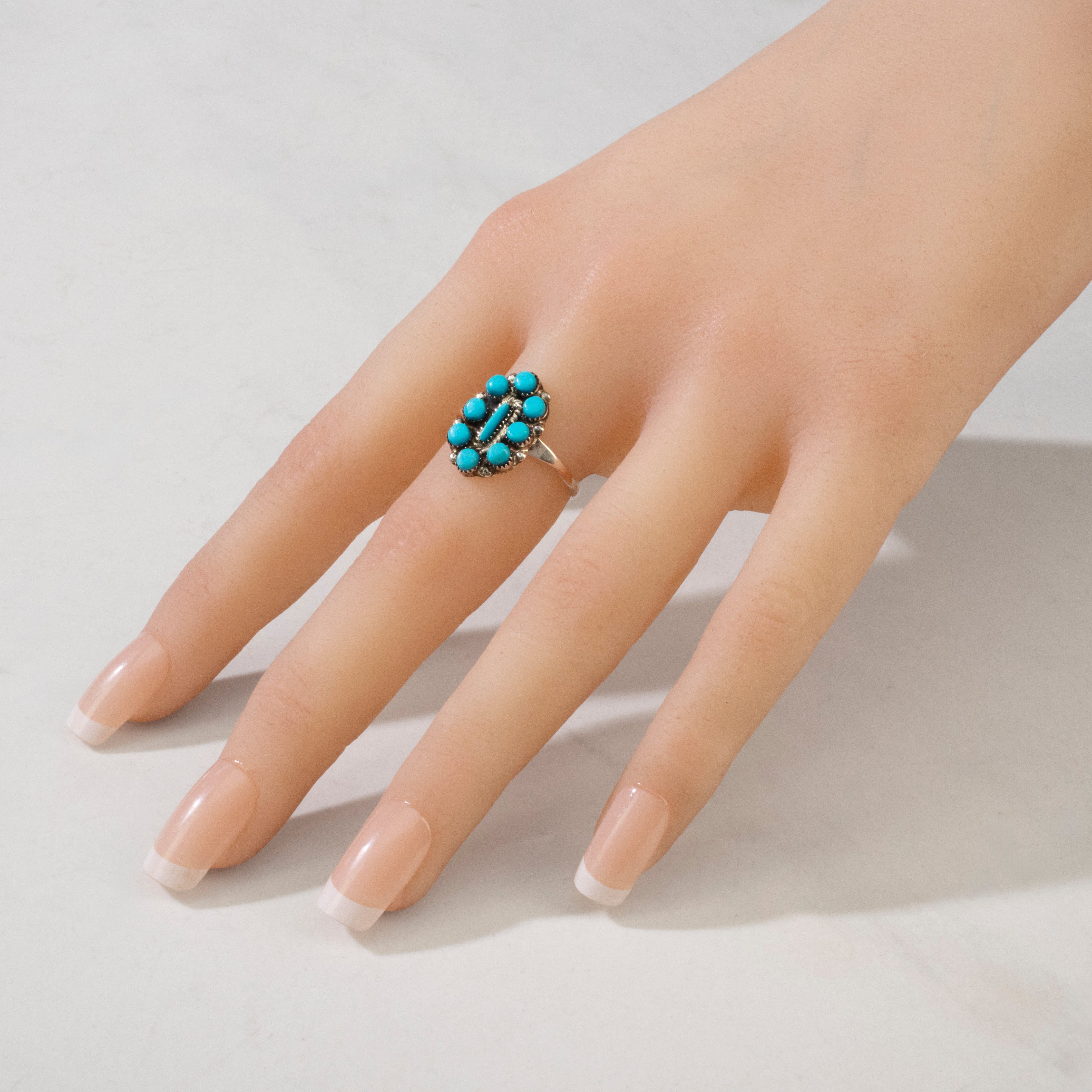 Kalifano Native American Jewelry 8 Pablito Sleeping Beauty Turquoise USA Native American Made 925 Sterling Silver Ring NAR250.021.8