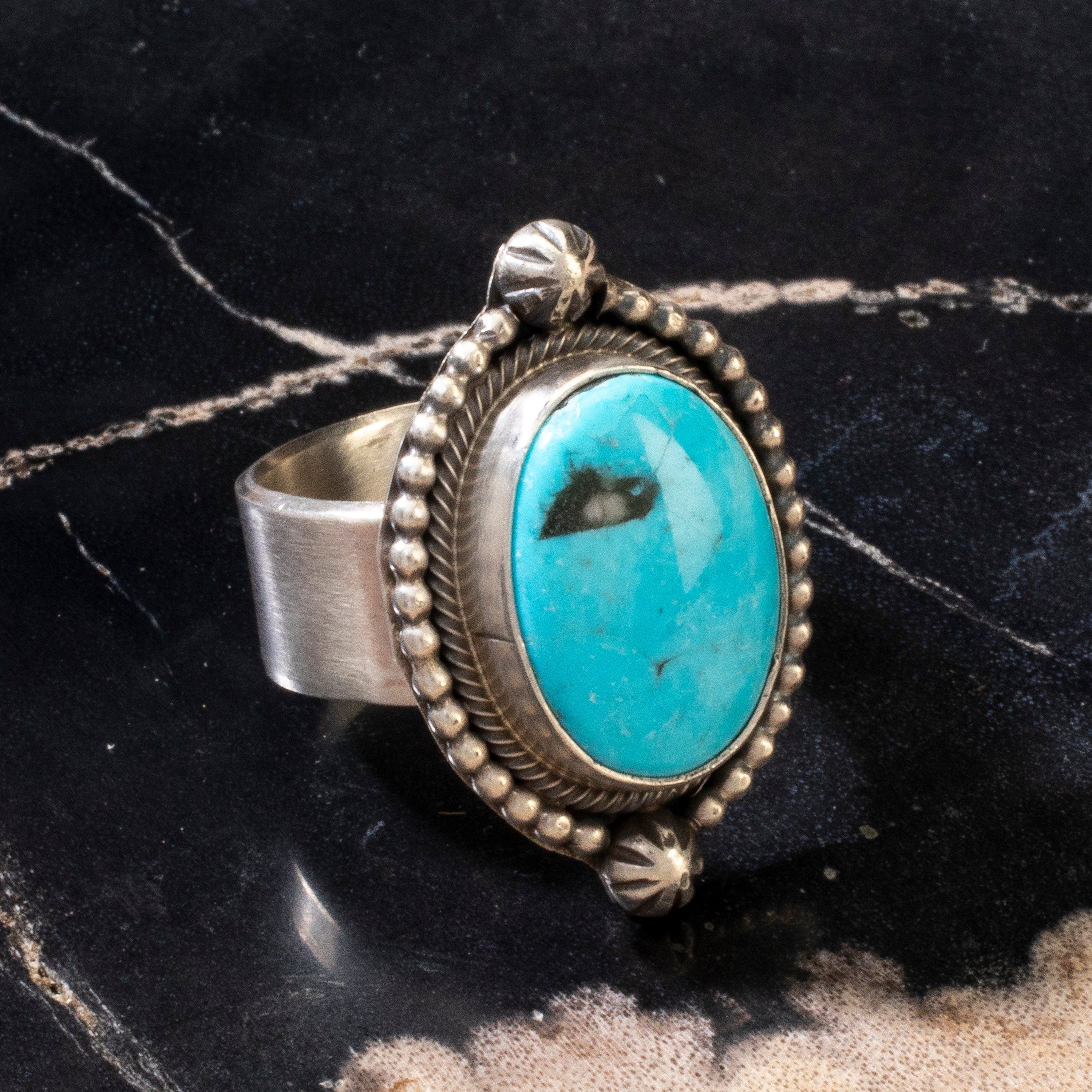 Kalifano Native American Jewelry 8 Scott Skeets Royston Turquoise Navajo USA Native American Made 925 Sterling Silver Ring NAR900.039.8