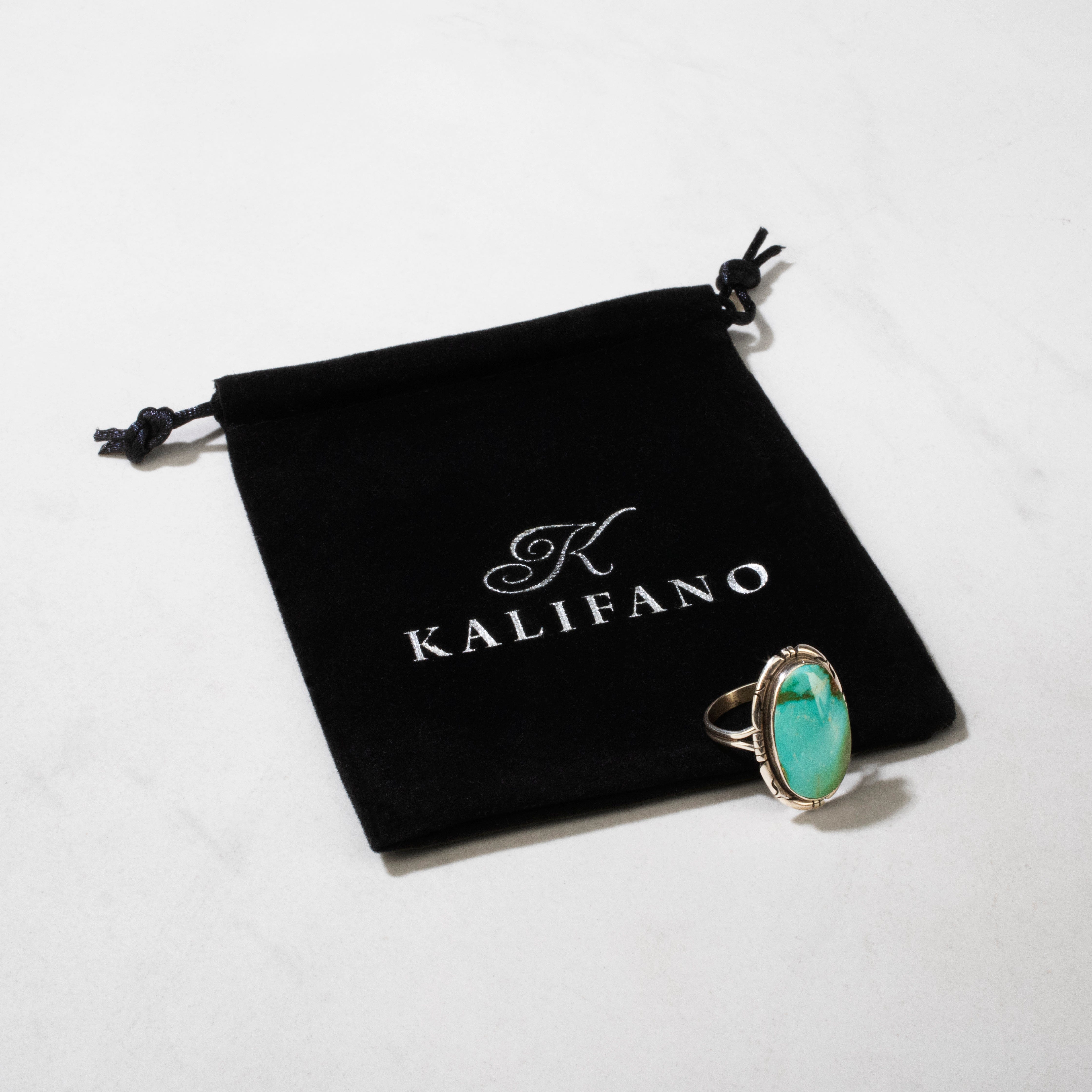 Kalifano Native American Jewelry 9.5 Dave Skeets Royston Turquoise Navajo USA Native American Made 925 Sterling Silver Ring NAR400.117.95