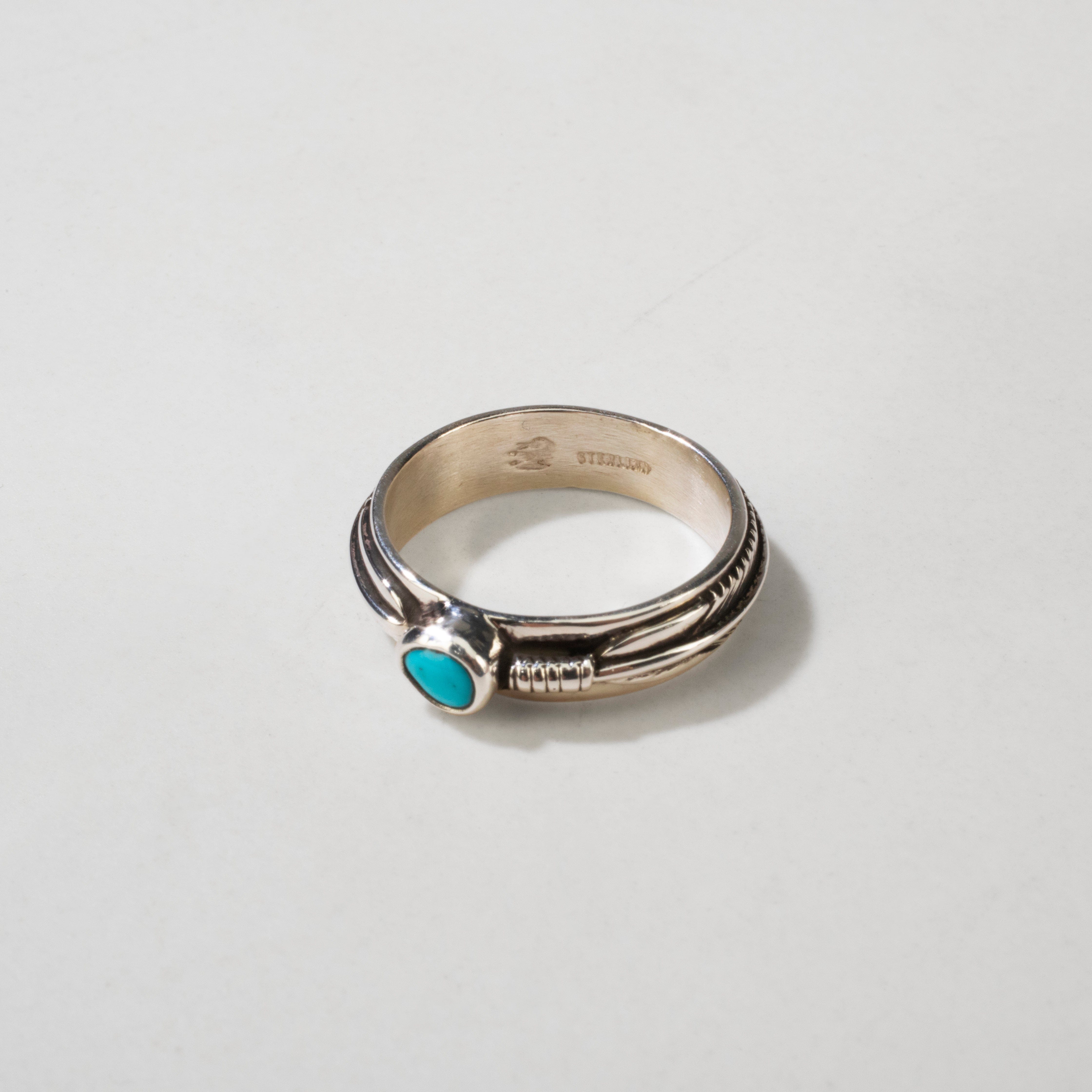 Kalifano Native American Jewelry 9 Raymond Coriz Sleeping Beauty Turquoise Santo Domingo Pueblo USA Native American Made 925 Sterling Silver Ring NAR300.103.9