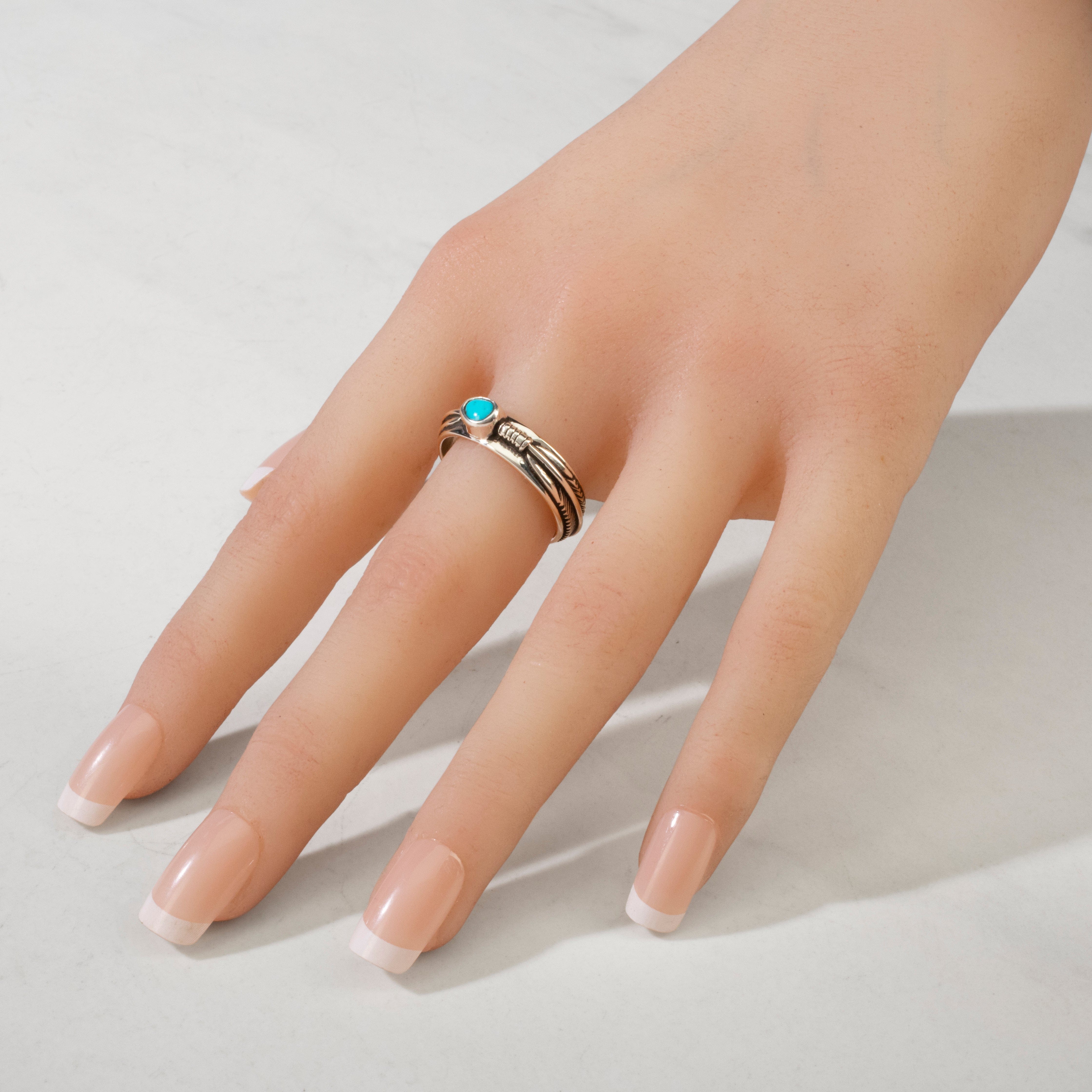 Kalifano Native American Jewelry 9 Raymond Coriz Sleeping Beauty Turquoise Santo Domingo Pueblo USA Native American Made 925 Sterling Silver Ring NAR300.103.9