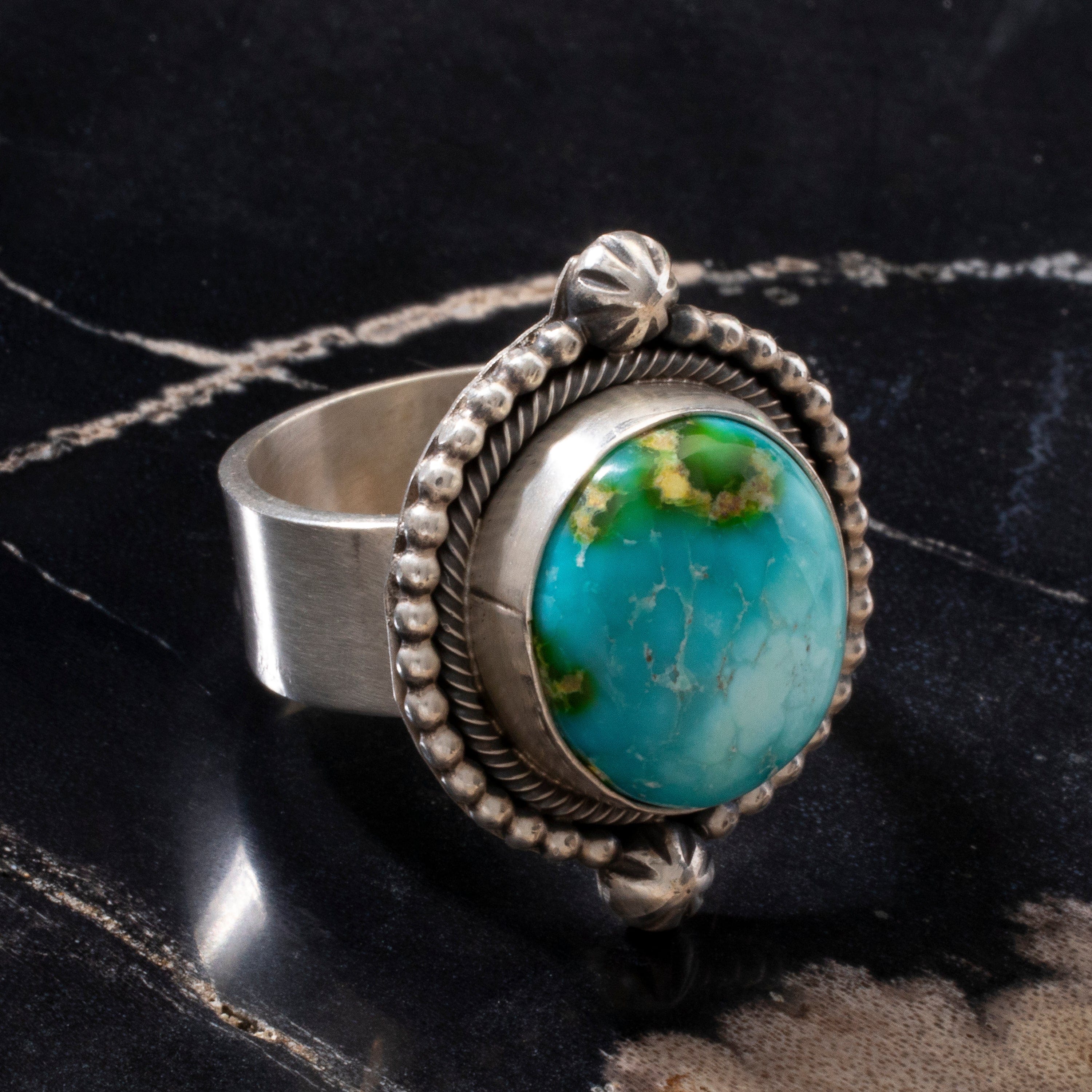 Kalifano Native American Jewelry 9 Scott Skeets Royston Turquoise Navajo USA Native American Made 925 Sterling Silver Ring NAR900.042.9