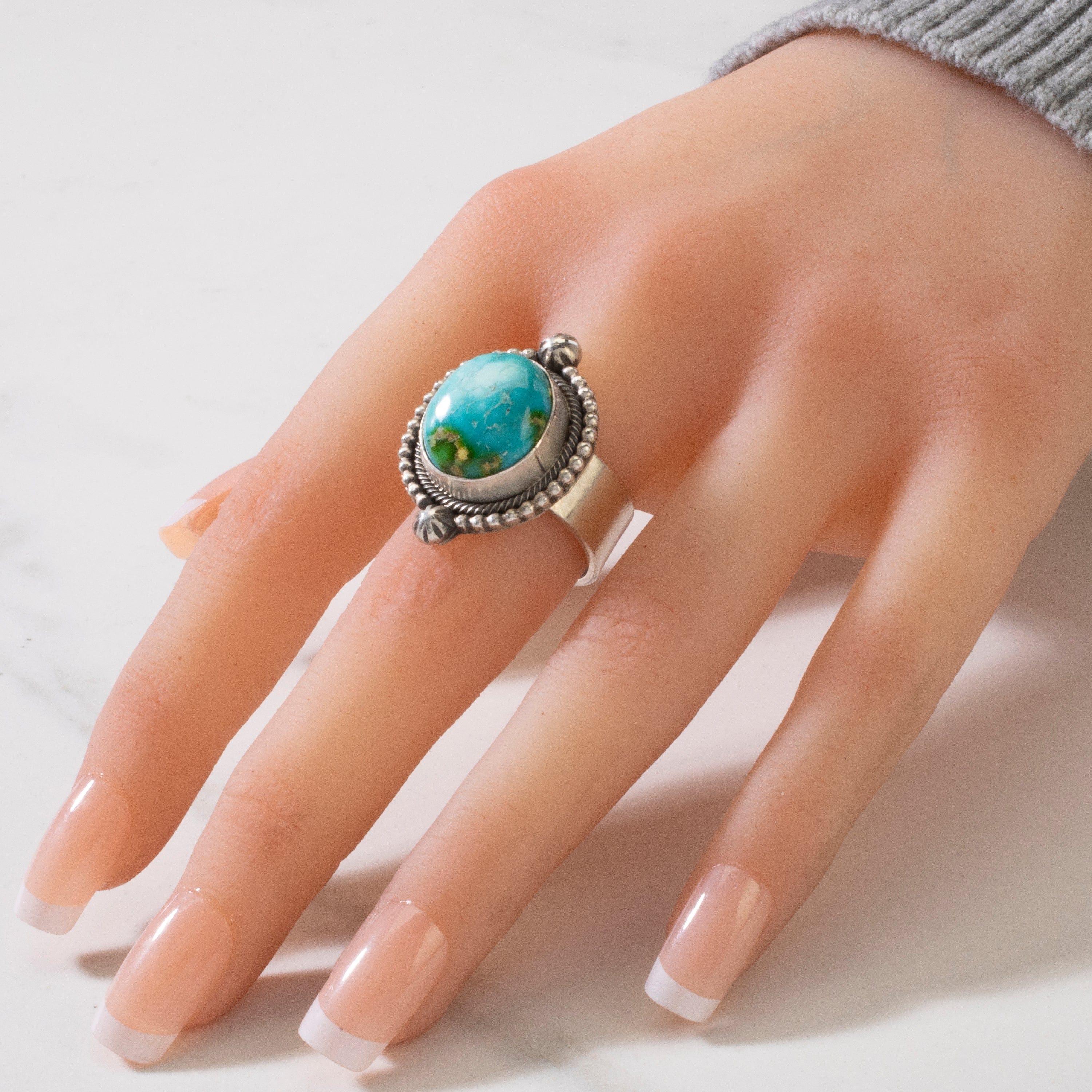 Kalifano Native American Jewelry 9 Scott Skeets Royston Turquoise Navajo USA Native American Made 925 Sterling Silver Ring NAR900.042.9