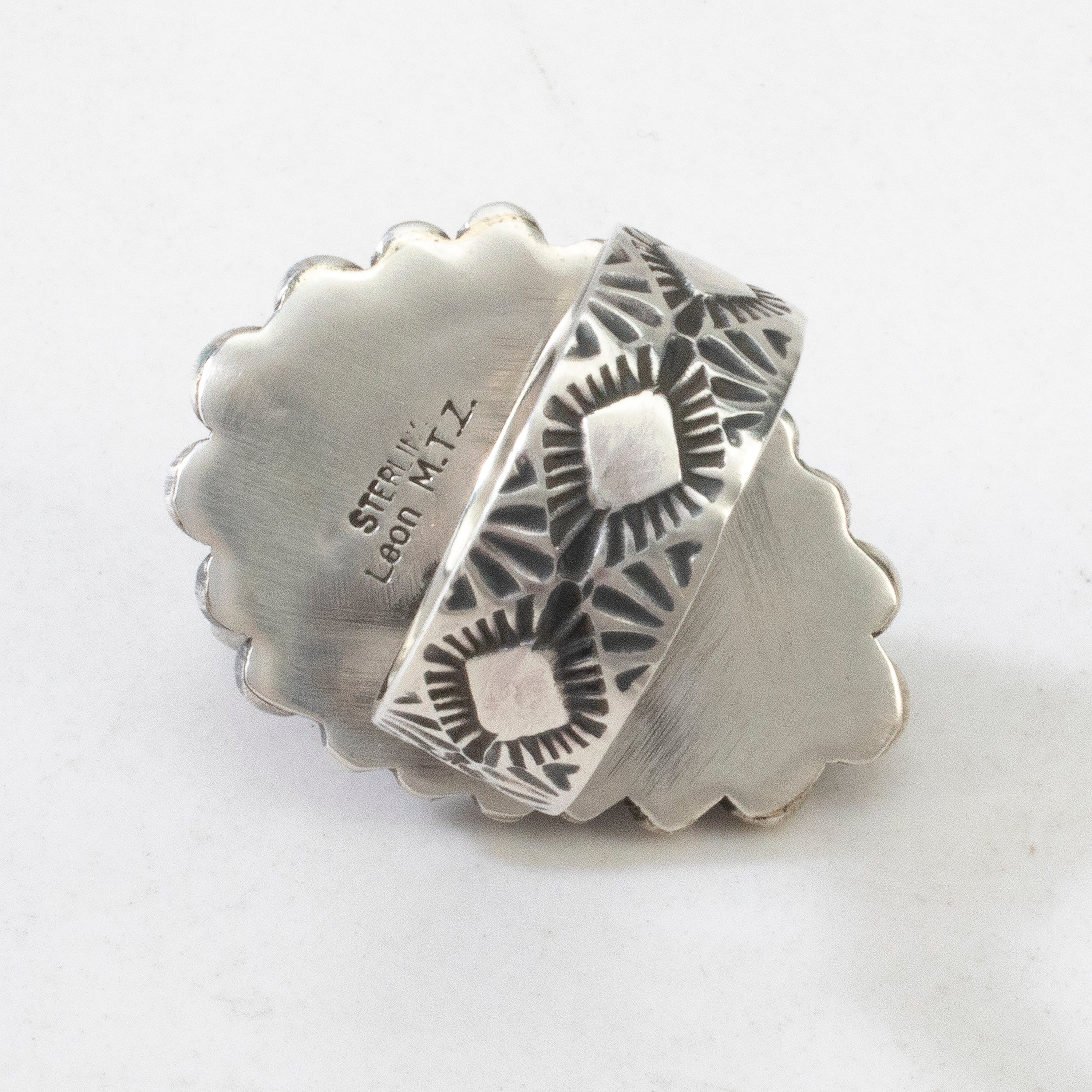 Kalifano Native American Jewelry ADJ Leon Martinez Carico Lake Turquoise Navajo USA Native American Made 925 Sterling Silver Ring NAR2400.018.ADJ