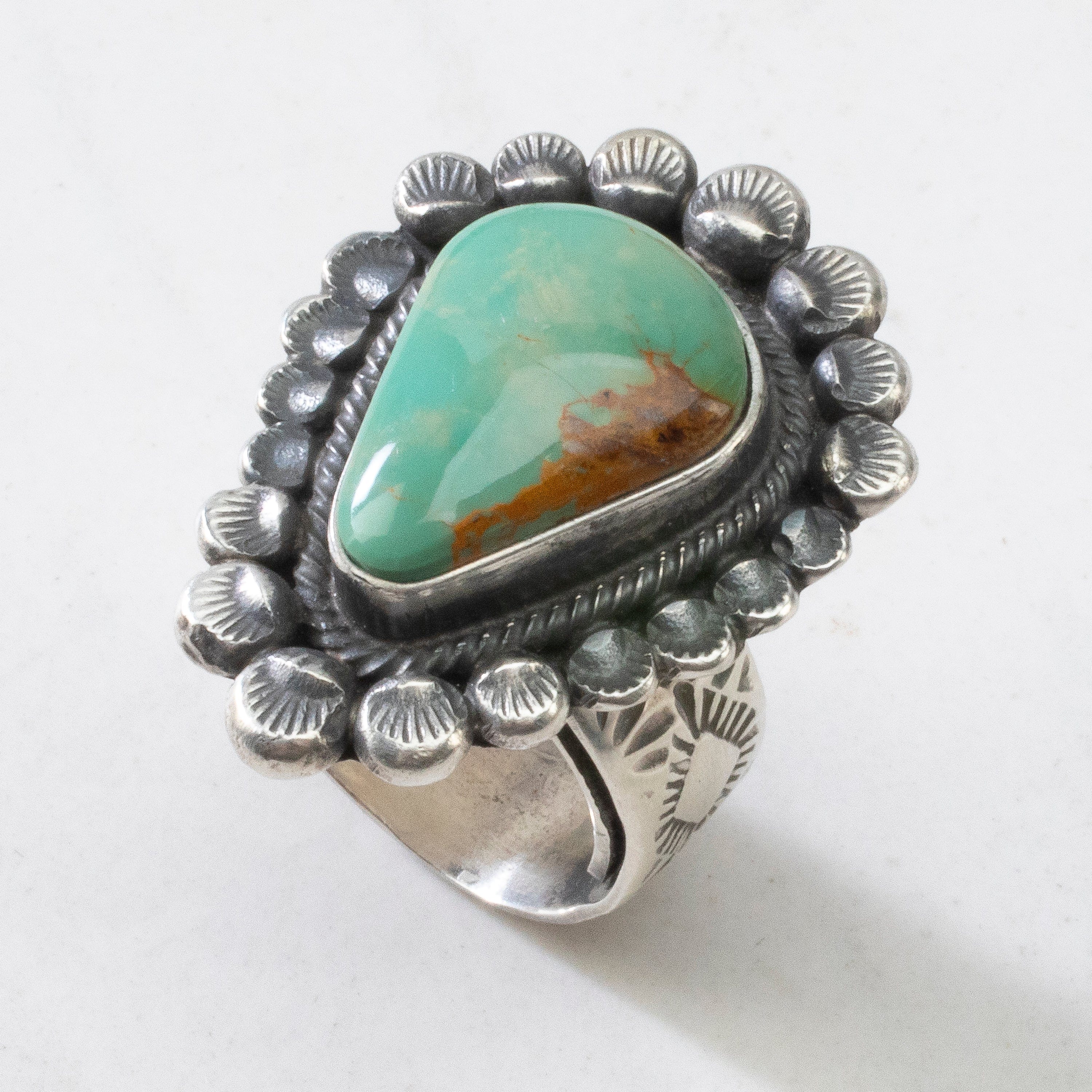 Kalifano Native American Jewelry ADJ Leon Martinez Carico Lake Turquoise Navajo USA Native American Made 925 Sterling Silver Ring NAR2400.019.ADJ
