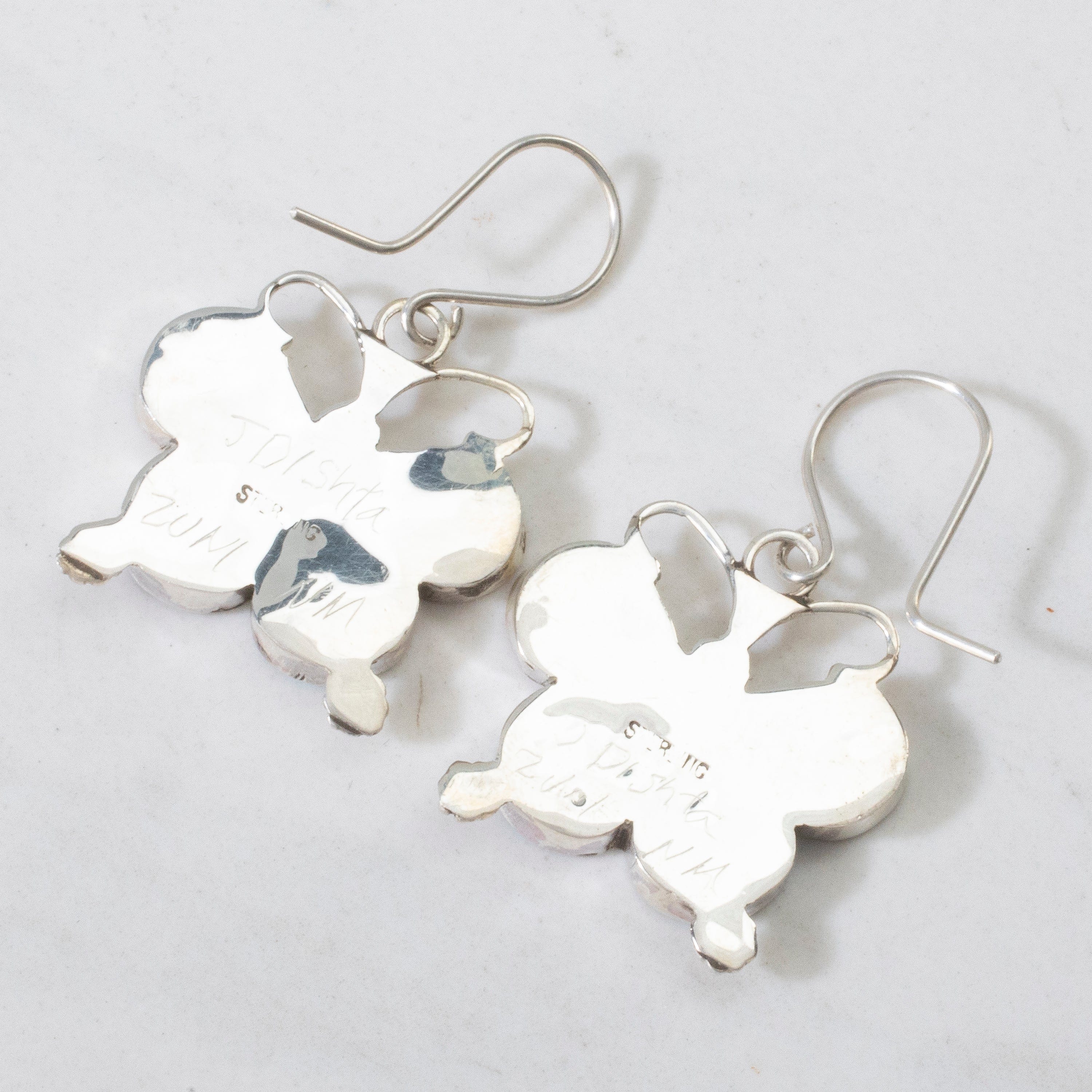 Kalifano Native American Jewelry Alison Dishta Multi Gem Butterfly USA Zuni Native American Made 925 Sterling Silver Earrings with French Hook Backing NAE450.003