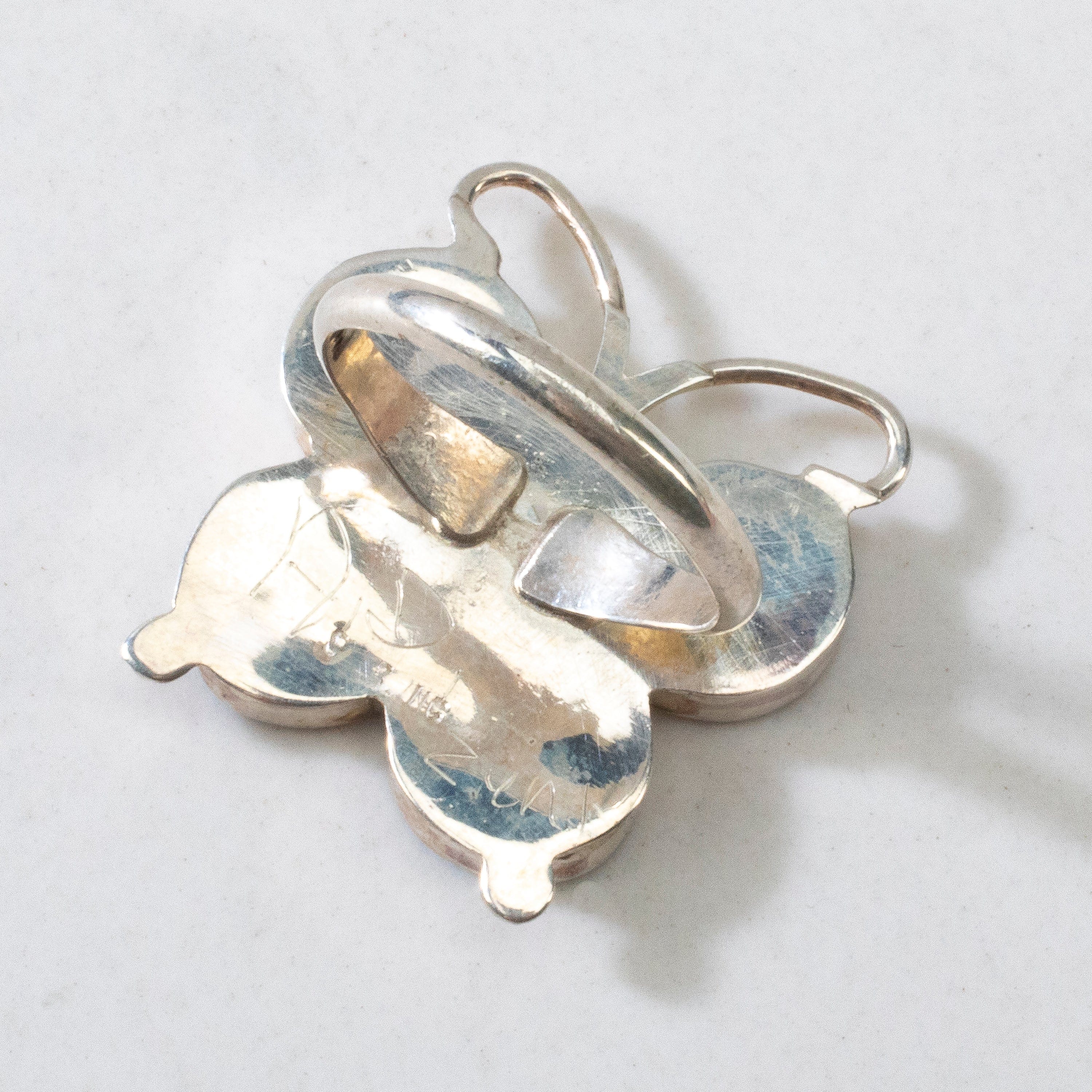 Kalifano Native American Jewelry Alison Dishta Multi Gem Butterfly USA Zuni Native Made 925 Sterling Silver Ring