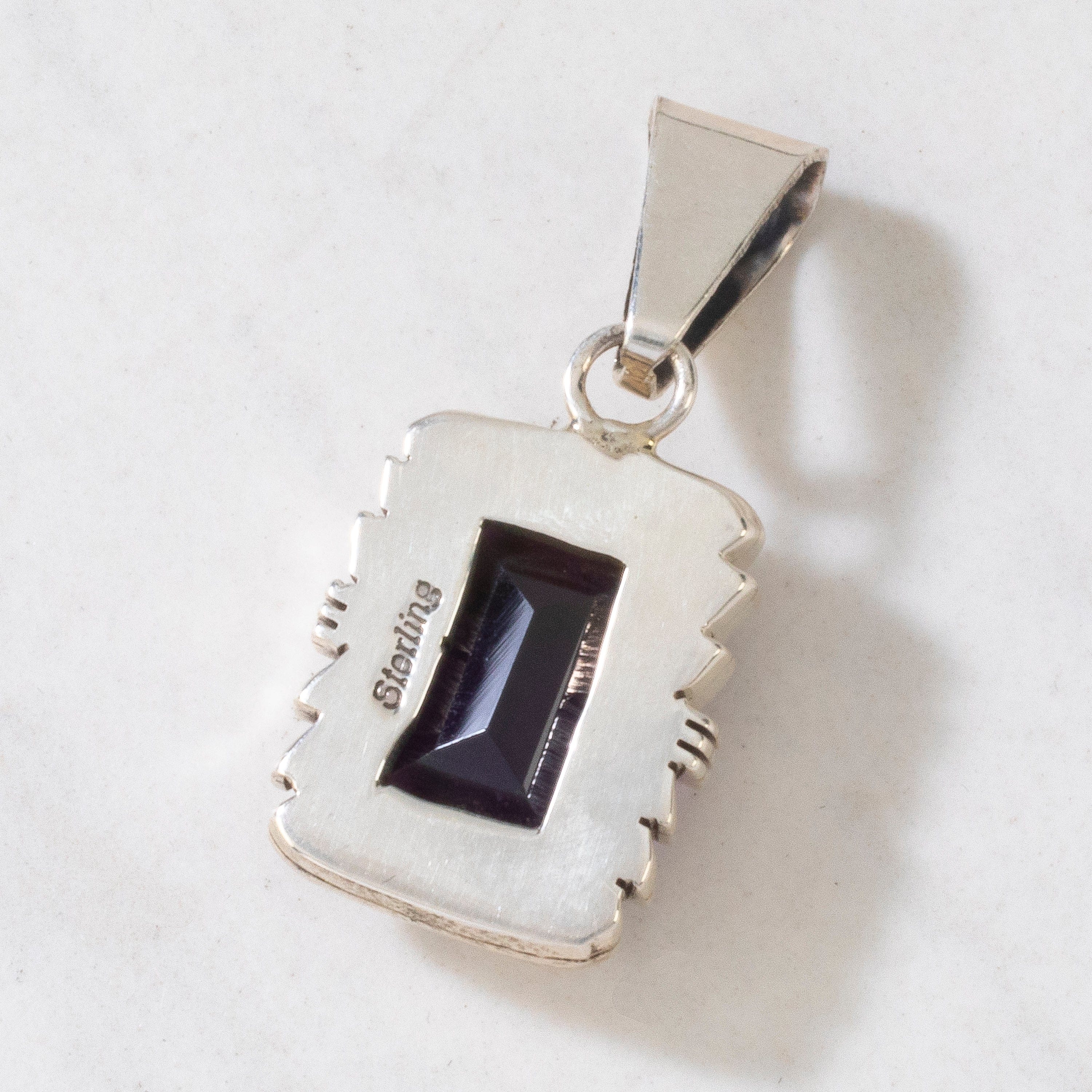 Kalifano Native American Jewelry Amethyst Rectangular USA Native American Made 925 Sterling Silver Pendant NAN350.004