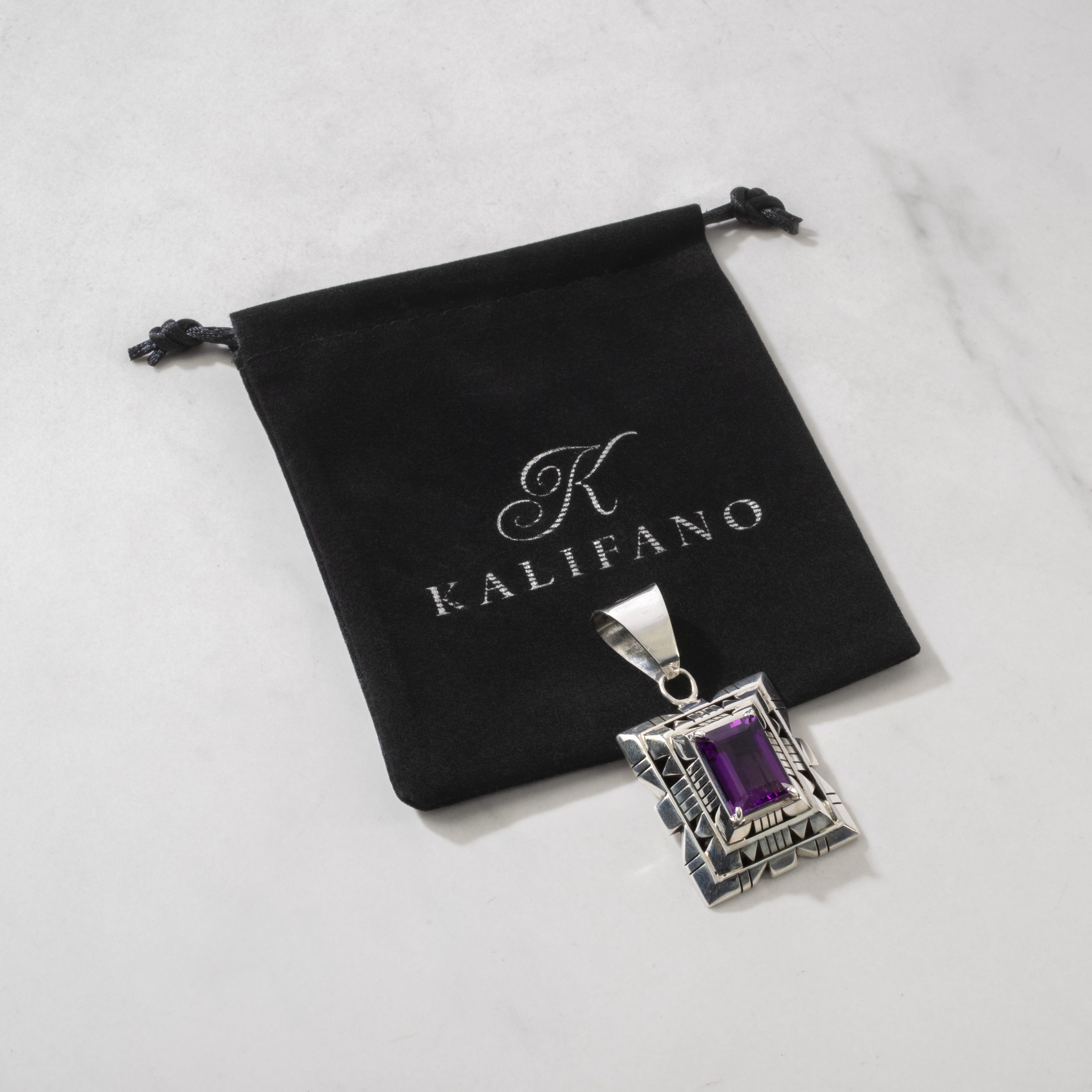 Kalifano Native American Jewelry Amethyst USA Native American Made 925 Sterling Silver Pendant NAN1500.026