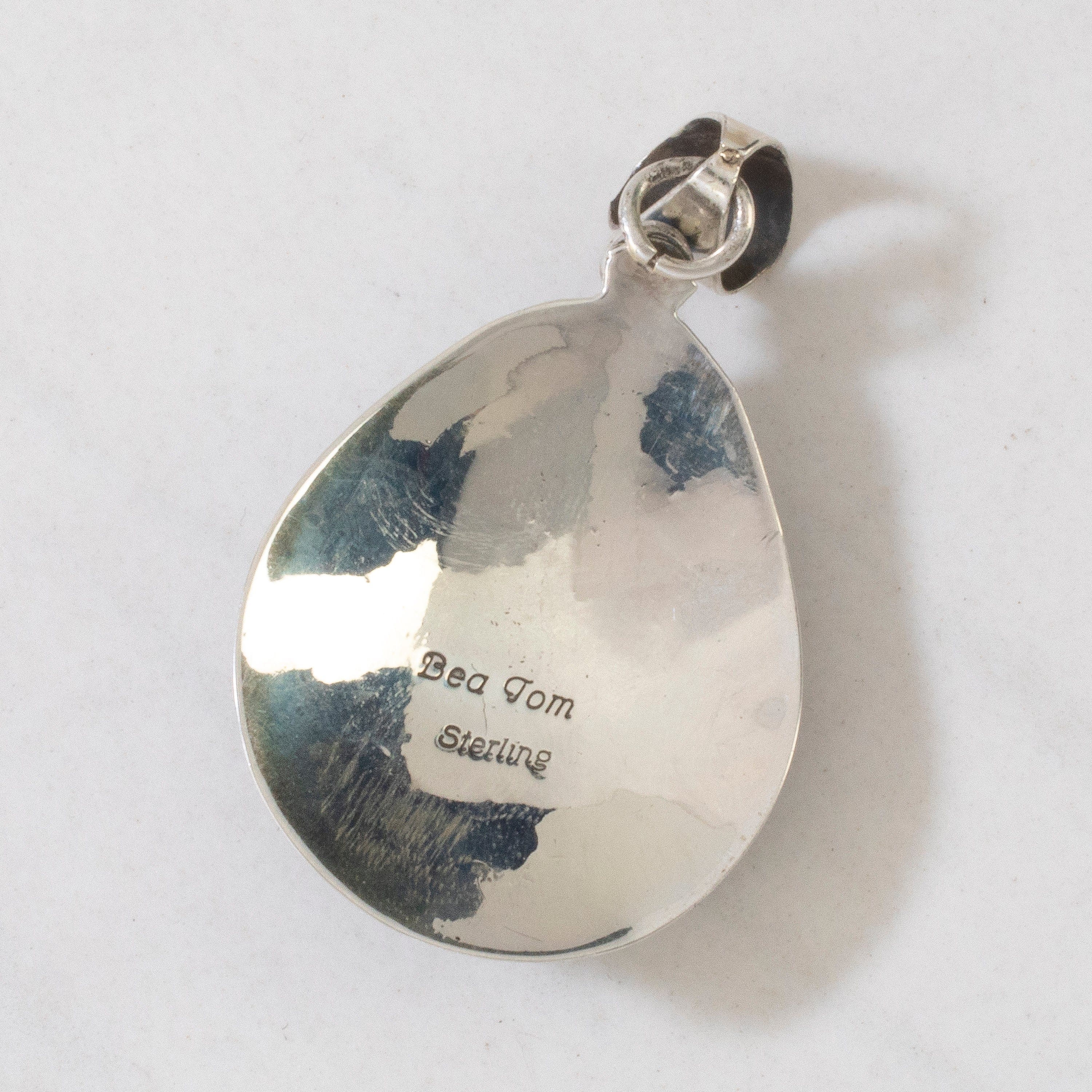 Kalifano Native American Jewelry Bea Tom Denim Lapis Navajo USA Native American Made 925 Sterling Silver Pendant NAN600.027