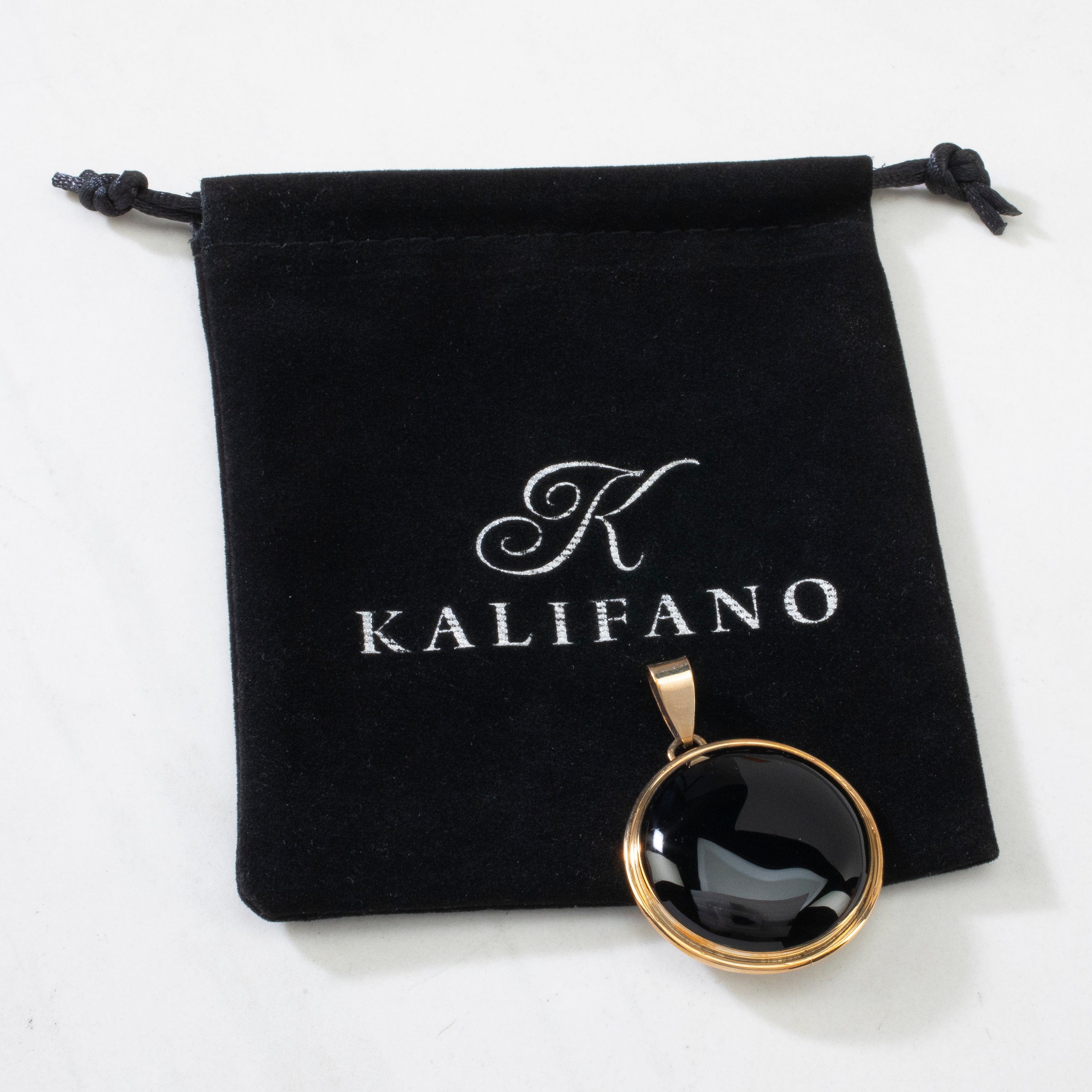 Kalifano Native American Jewelry Black Onyx USA Native American Made 925 Sterling Silver & 12K Gold Filled Pendant NAN700.024