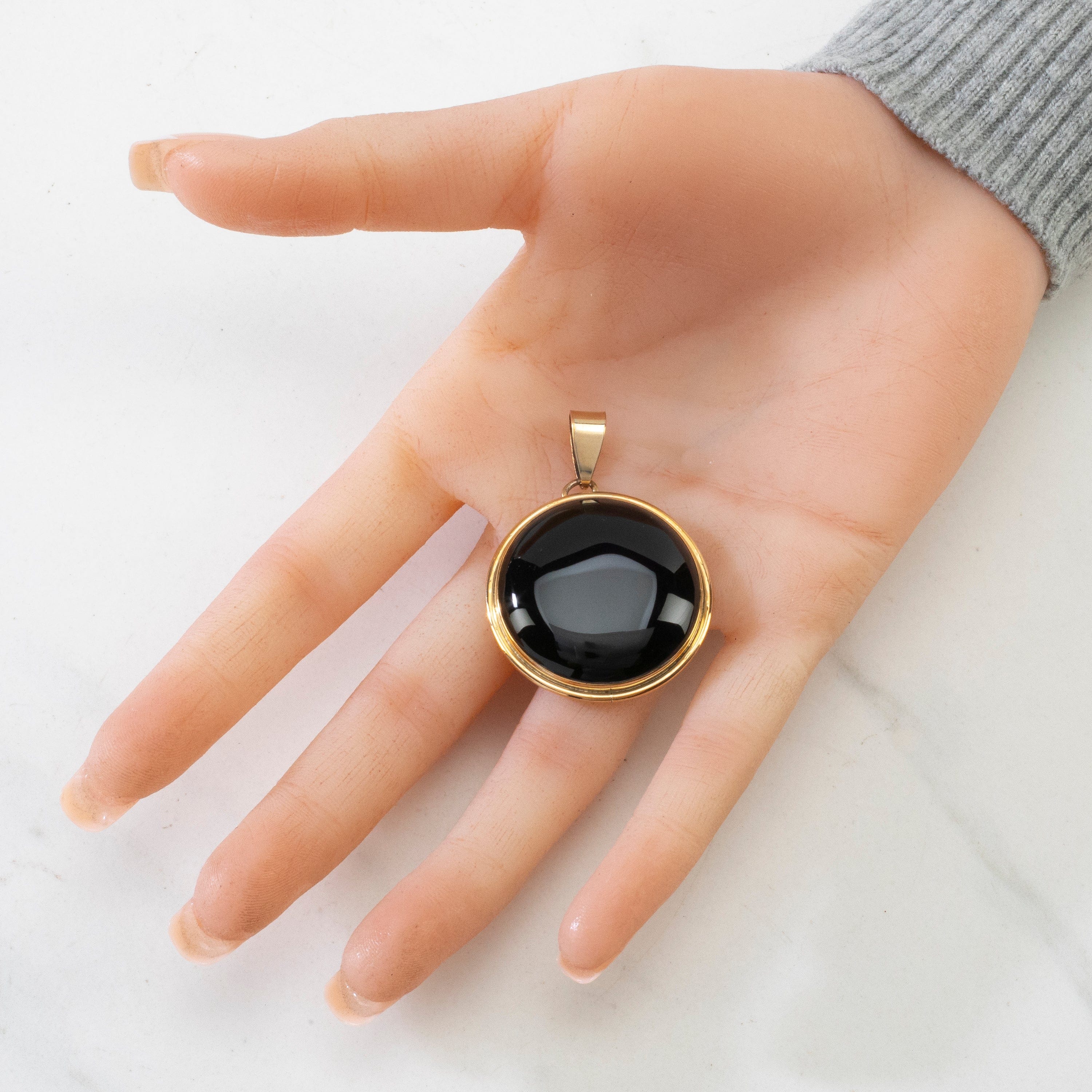 Kalifano Native American Jewelry Black Onyx USA Native American Made 925 Sterling Silver & 12K Gold Filled Pendant NAN700.024