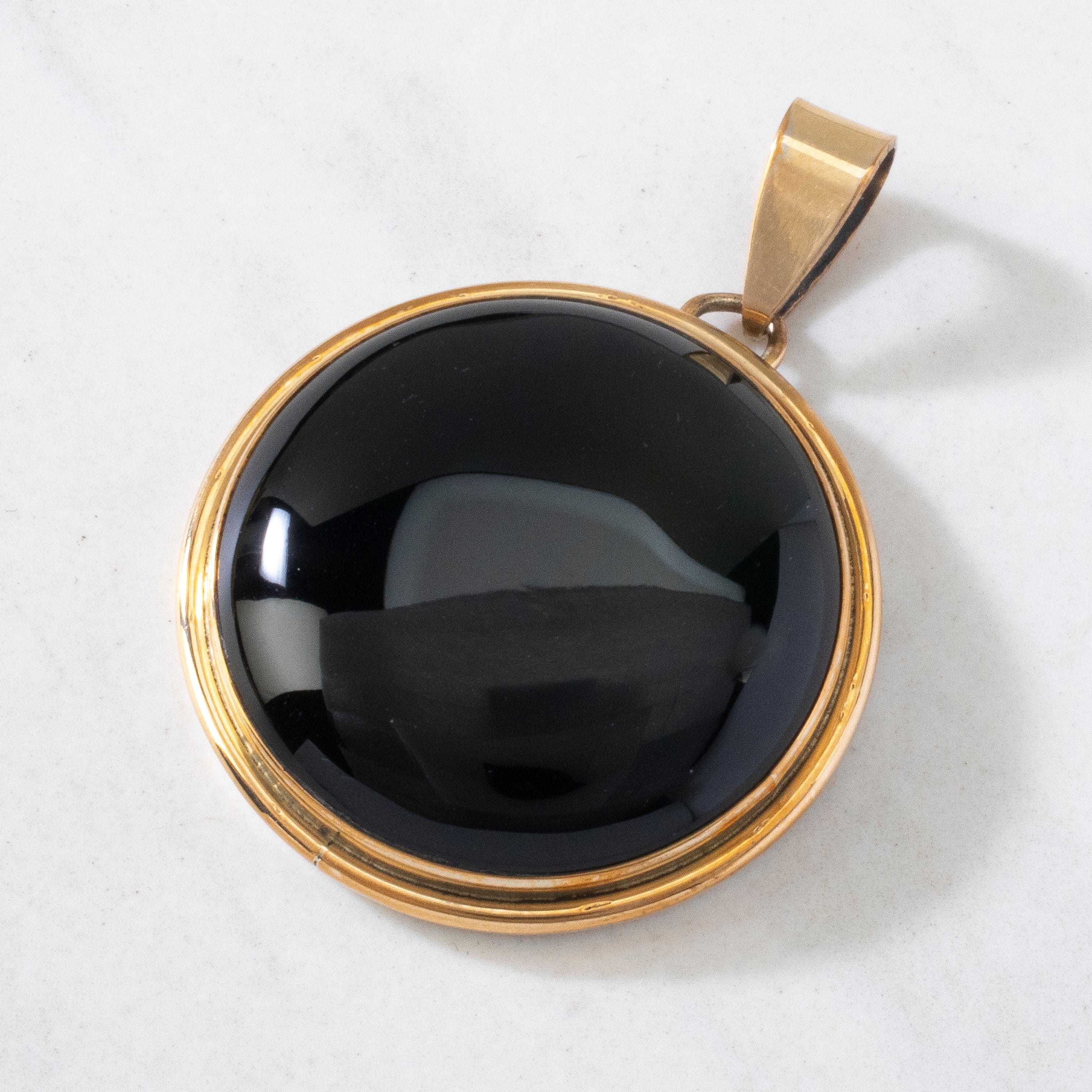 Kalifano Native American Jewelry Black Onyx USA Native American Made 925 Sterling Silver & 12K Gold Filled Pendant NAN700.024