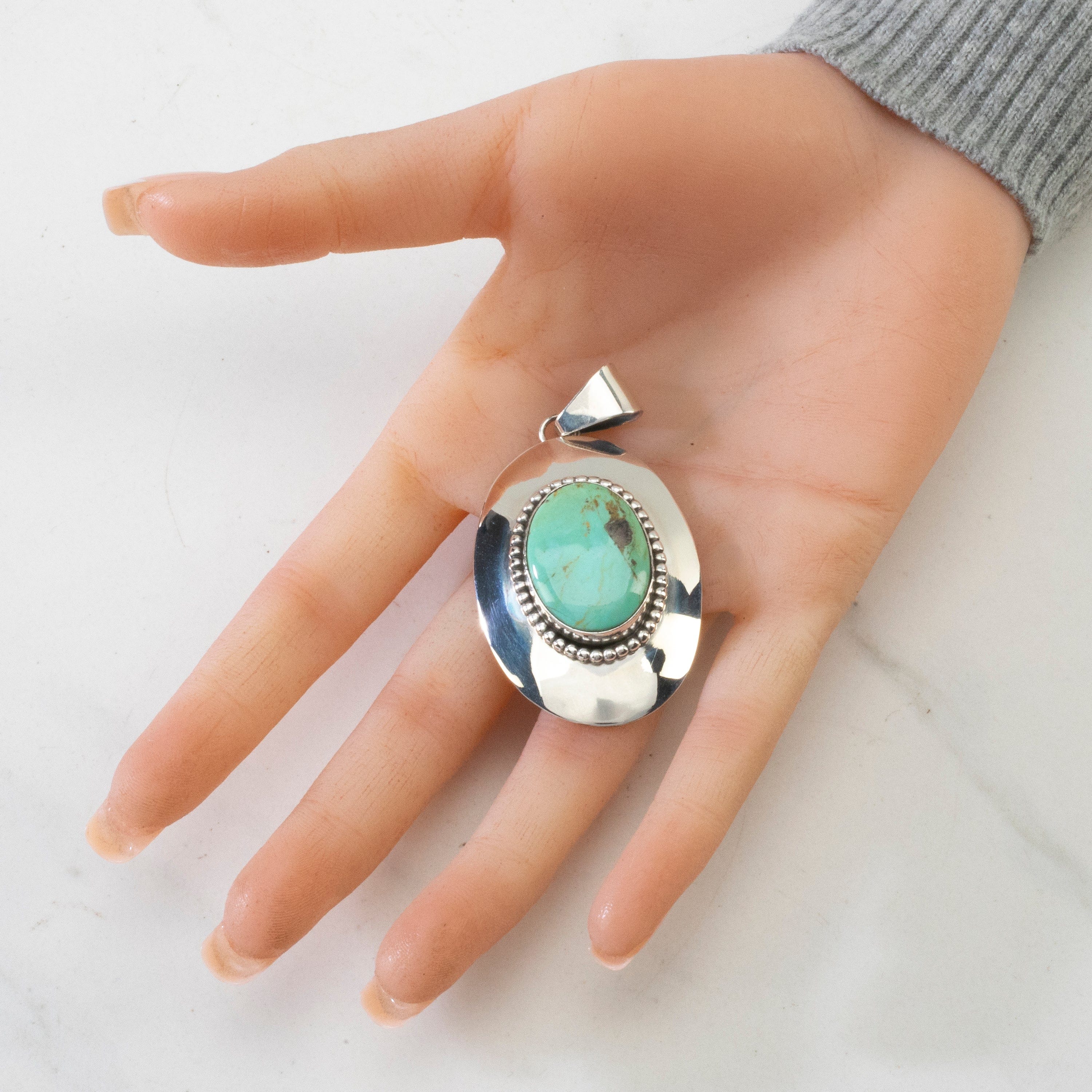 Kalifano Native American Jewelry Bobby Johnson Turquoise USA Native American Made 925 Sterling Silver Pendant NAN600.032