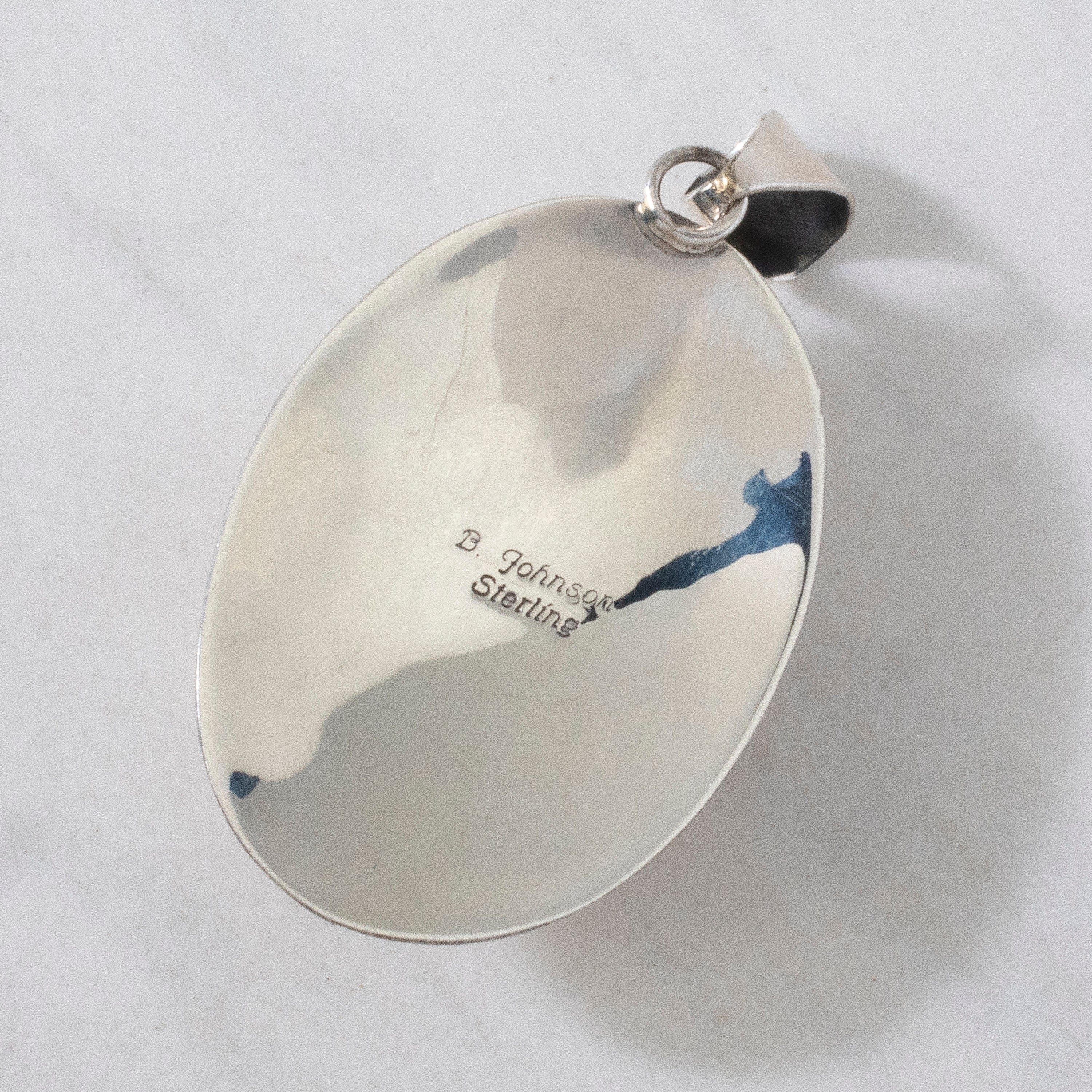 Kalifano Native American Jewelry Bobby Johnson Turquoise USA Native American Made 925 Sterling Silver Pendant NAN600.032