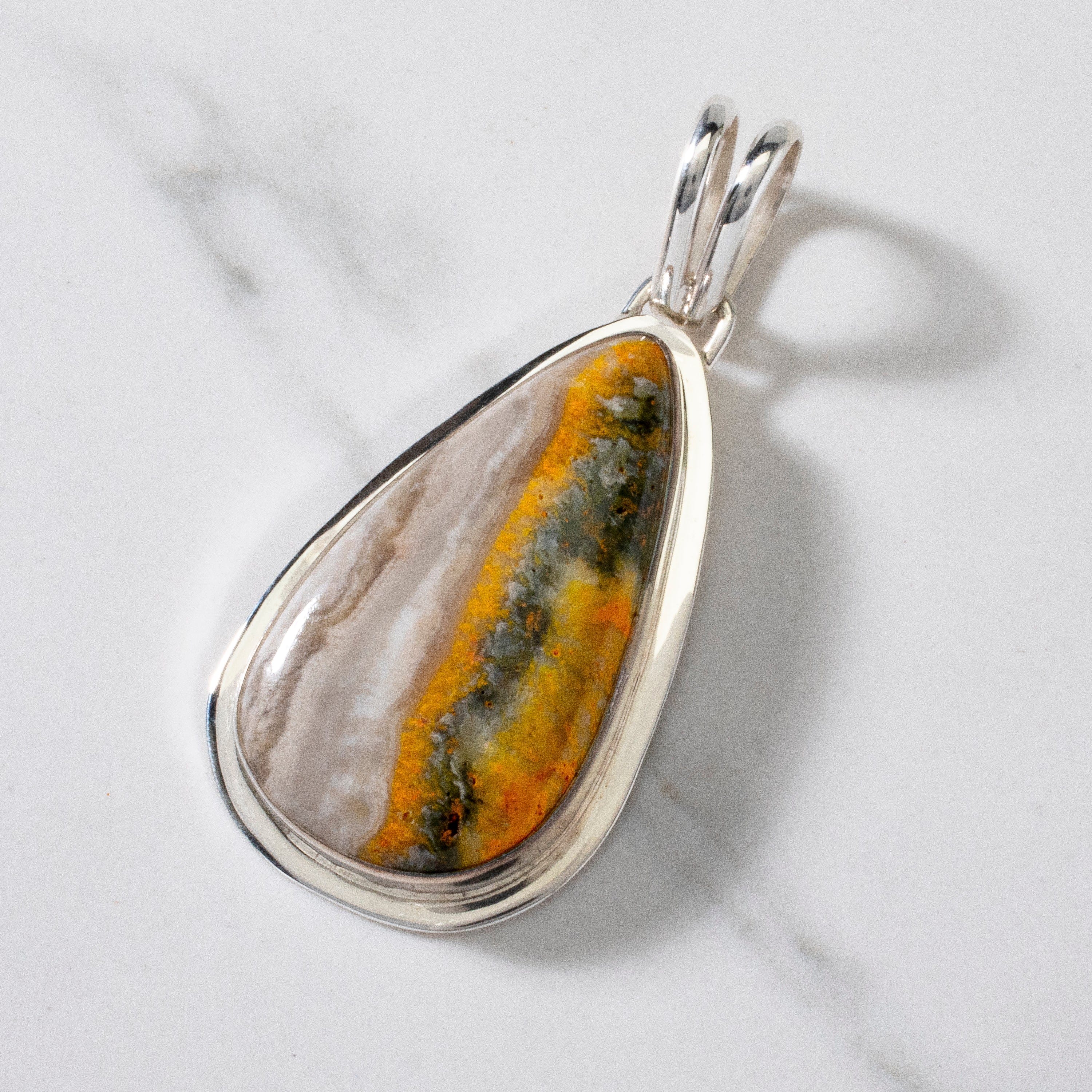 Kalifano Native American Jewelry Bumble Bee Jasper Navajo USA Native American Made 925 Sterling Silver Pendant NAN800.012