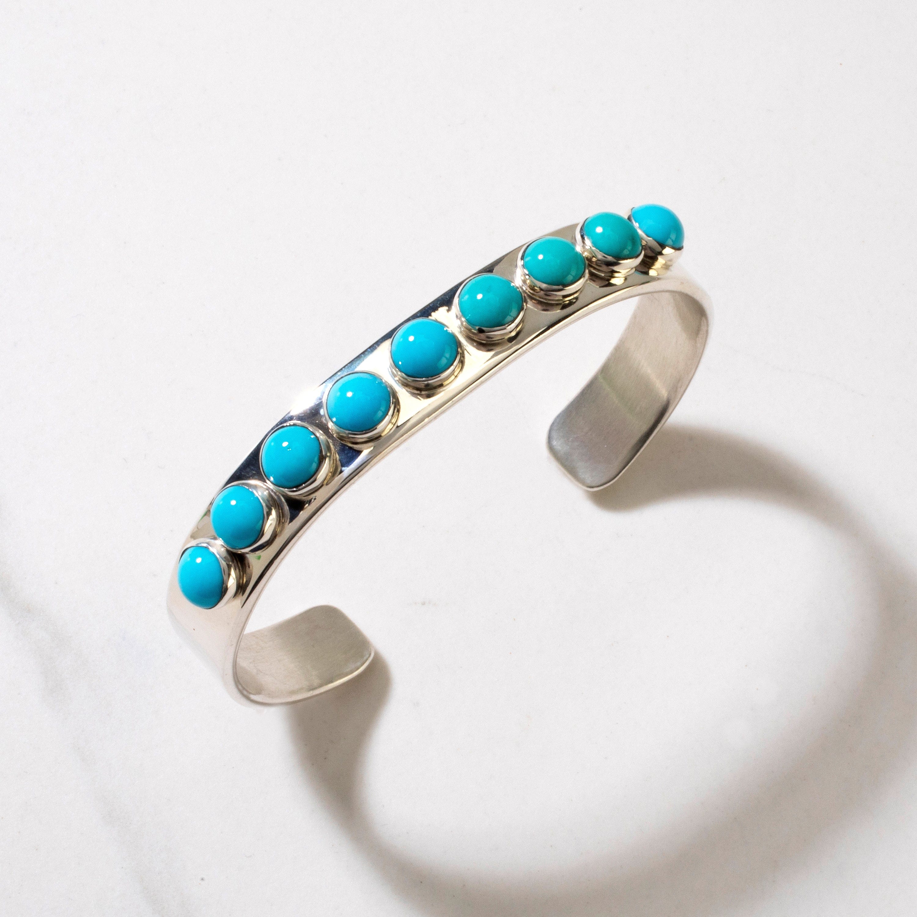 Kalifano Native American Jewelry Darrin Livingston Navajo Sleeping Beauty Turquoise USA Native American Made 925 Sterling Silver Cuff NAB900.018