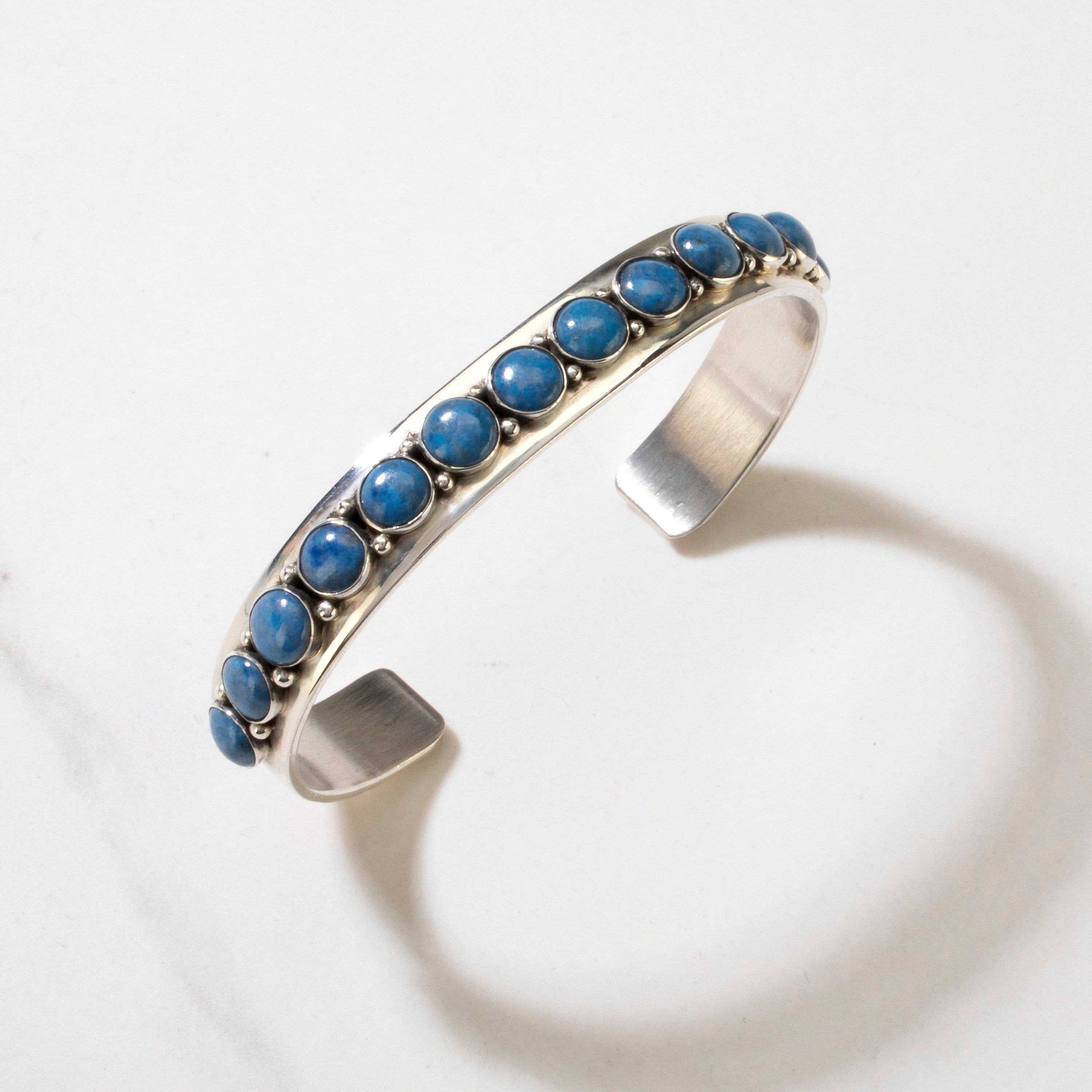 Kalifano Native American Jewelry Denim Lapis Navajo USA Native American Made 925 Sterling Silver Cuff NAB900.015