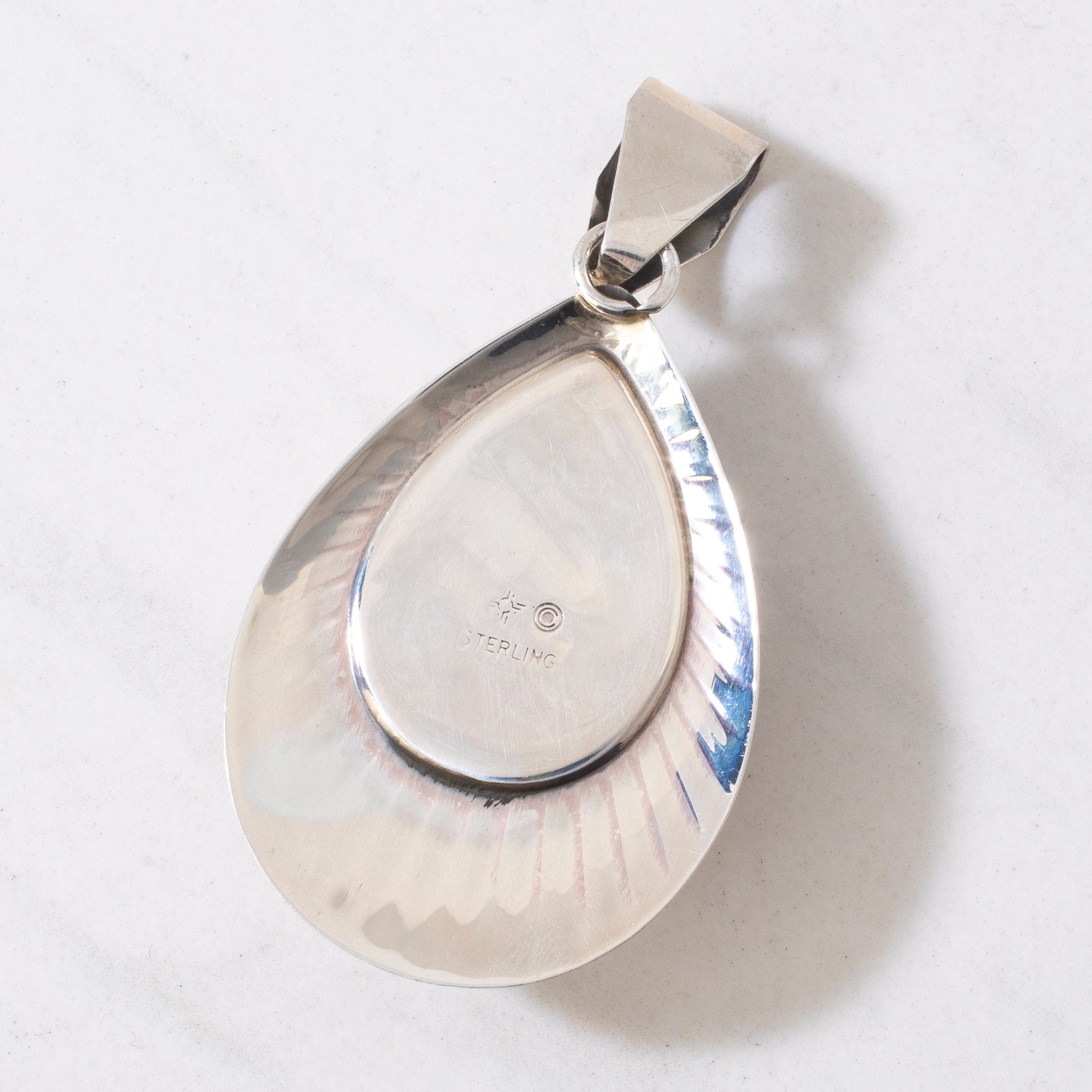 Kalifano Native American Jewelry Ella Peter Black Onyx Navajo Teardrop USA Native American Made 925 Sterling Silver Pendant NAN300.020