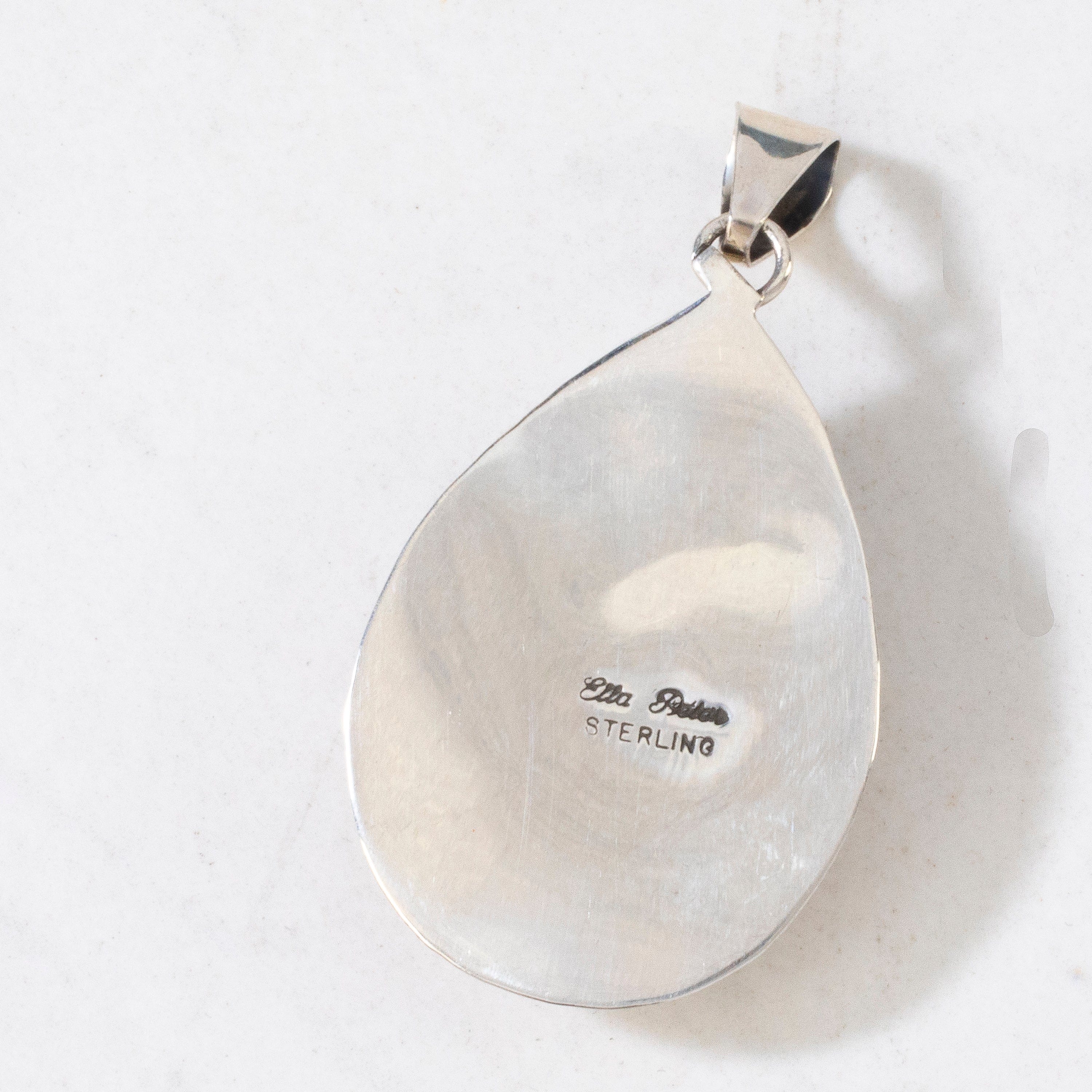 Kalifano Native American Jewelry Ella Peter Denim Lapis Navajo Teardrop USA Native American Made 925 Sterling Silver Pendant NAN350.005