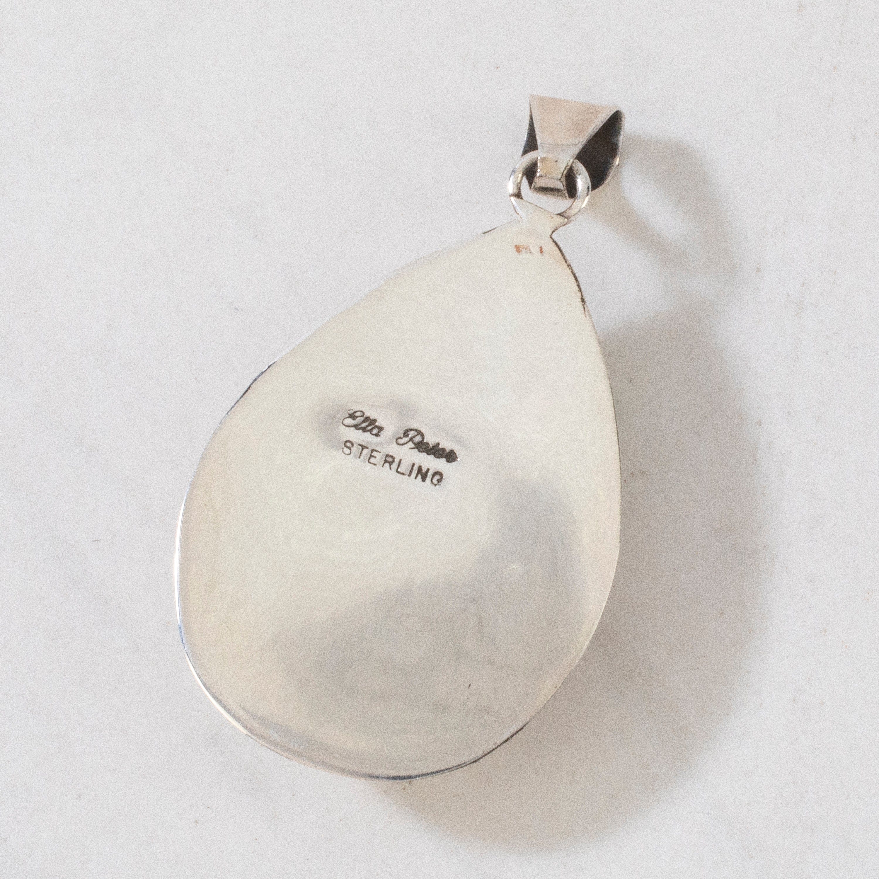Kalifano Native American Jewelry Ella Peter Denim Lapis Navajo Teardrop USA Native American Made 925 Sterling Silver Pendant NAN350.010