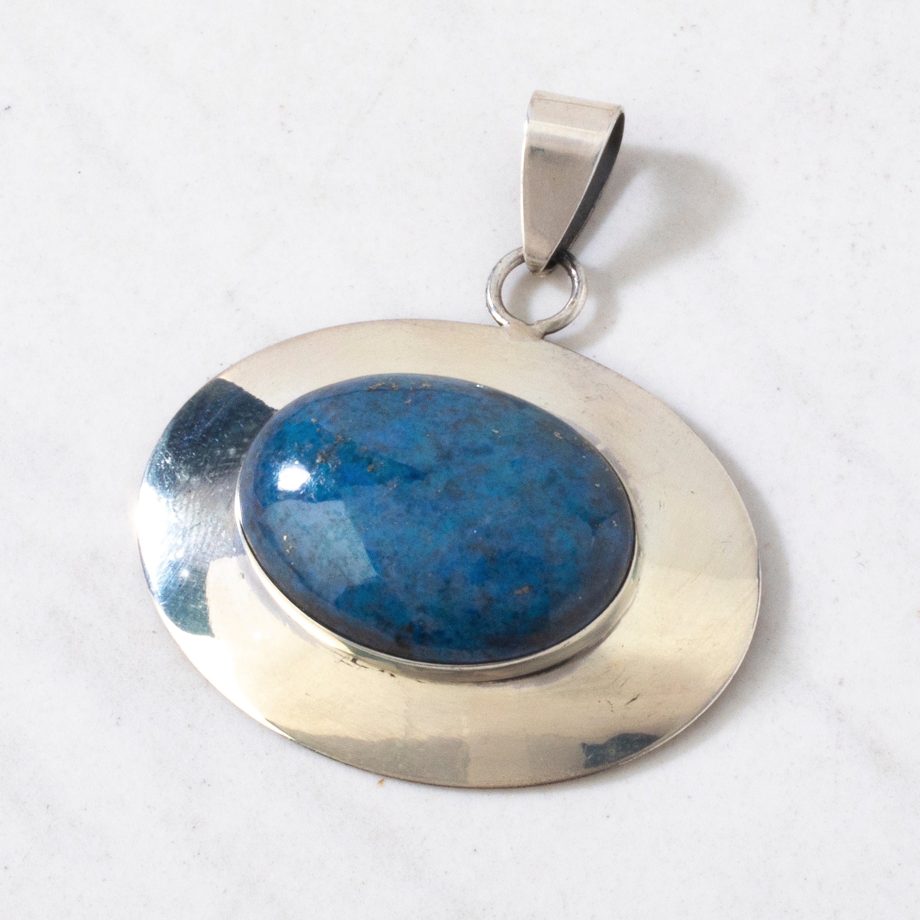 Kalifano Native American Jewelry Ella Peter Denim Lapis Navajo USA Native American Made 925 Sterling Silver Pendant NAN350.011