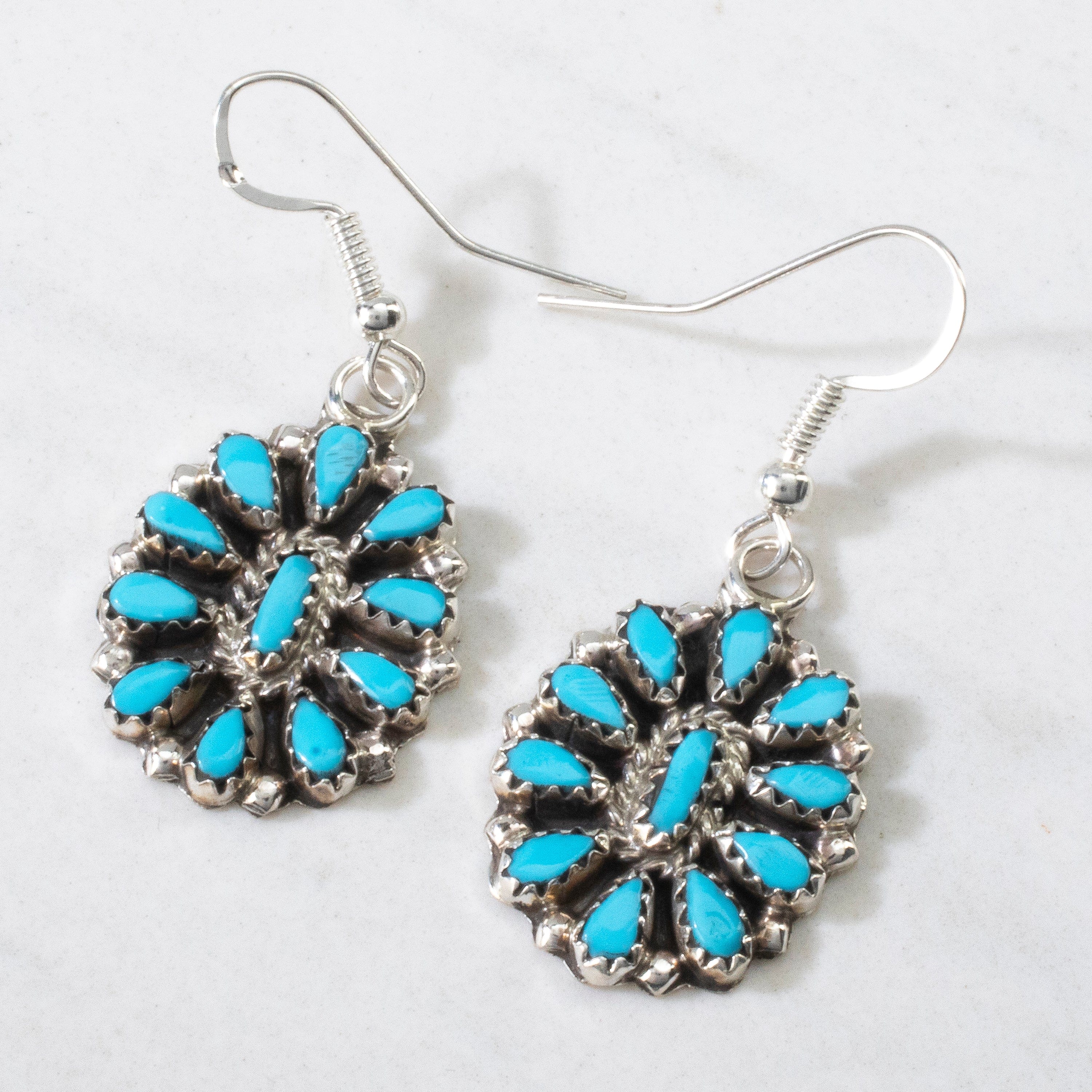 Kalifano Native American Jewelry Elton James Kingman Turquoise USA Navajo Native American Made 925 Sterling Silver Earrings with French Hook Backing NAE450.004