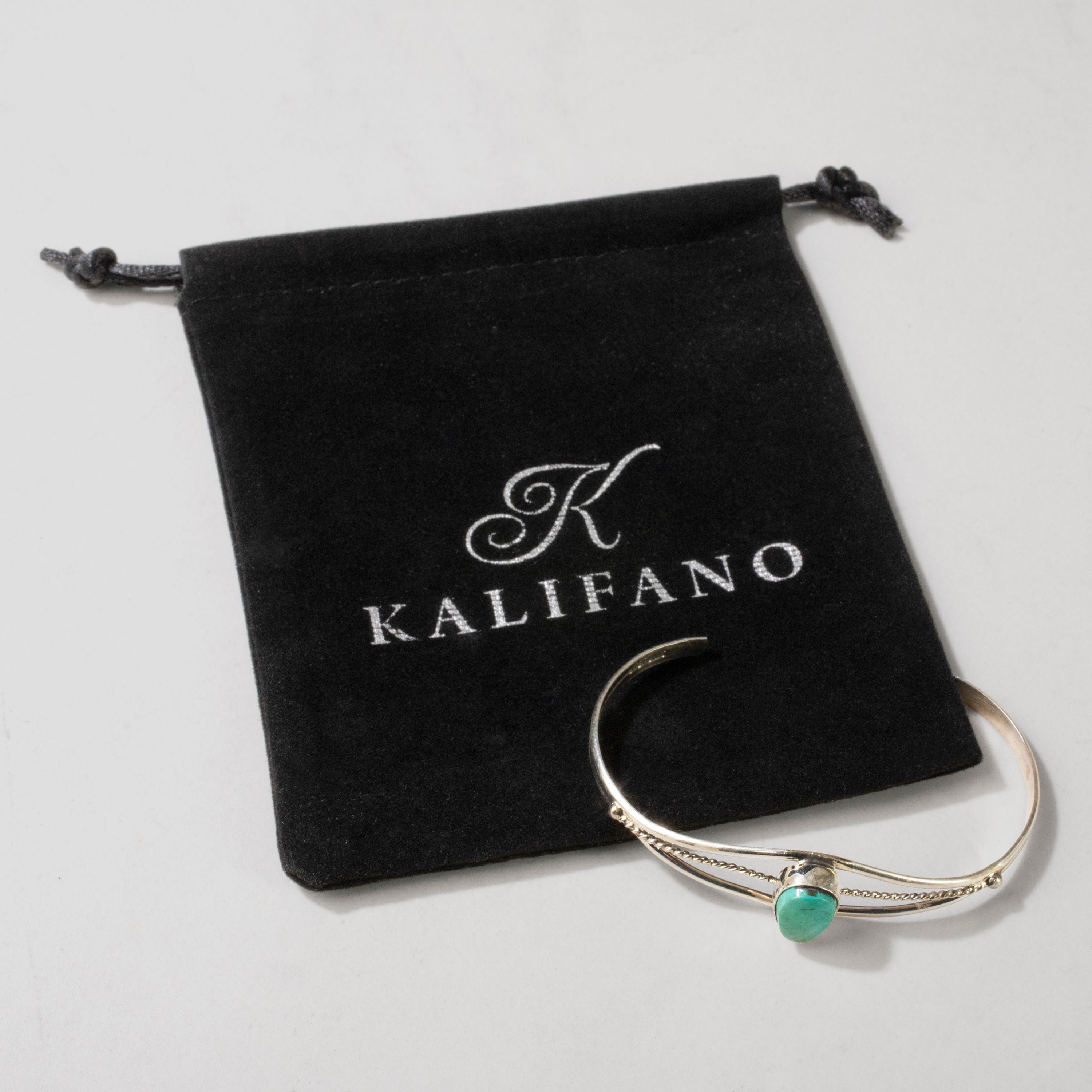 Kalifano Native American Jewelry Esther White Kingman Turquoise Navajo USA Native American Made 925 Sterling Silver Cuff NAB350.004
