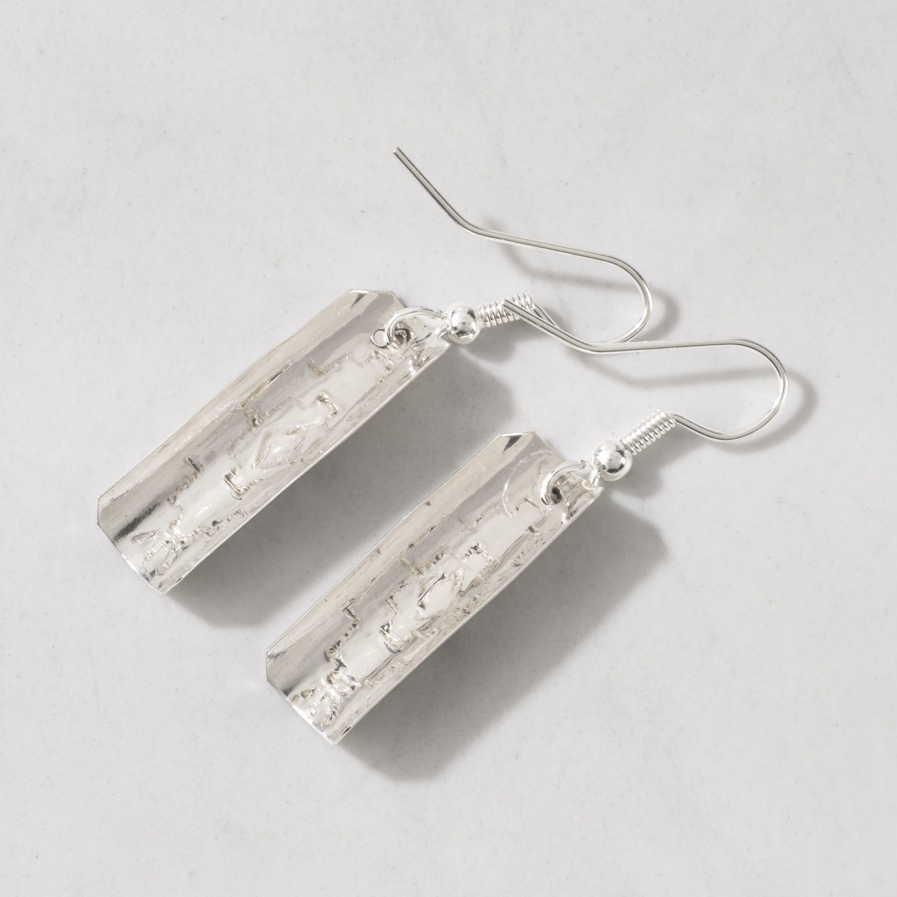 Kalifano Native American Jewelry Florence Tahe Rectangle Dangle Navajo USA Native American Made 925 Sterling Silver Earrings with French Hook NAE100.010
