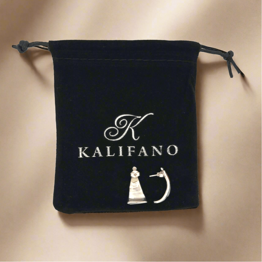 Kalifano Native American Jewelry Florencia Lucio Multi Gem Triangular Zuni USA Native American Made 925 Sterling Silver Earrings with Stud Backing NAE400.055
