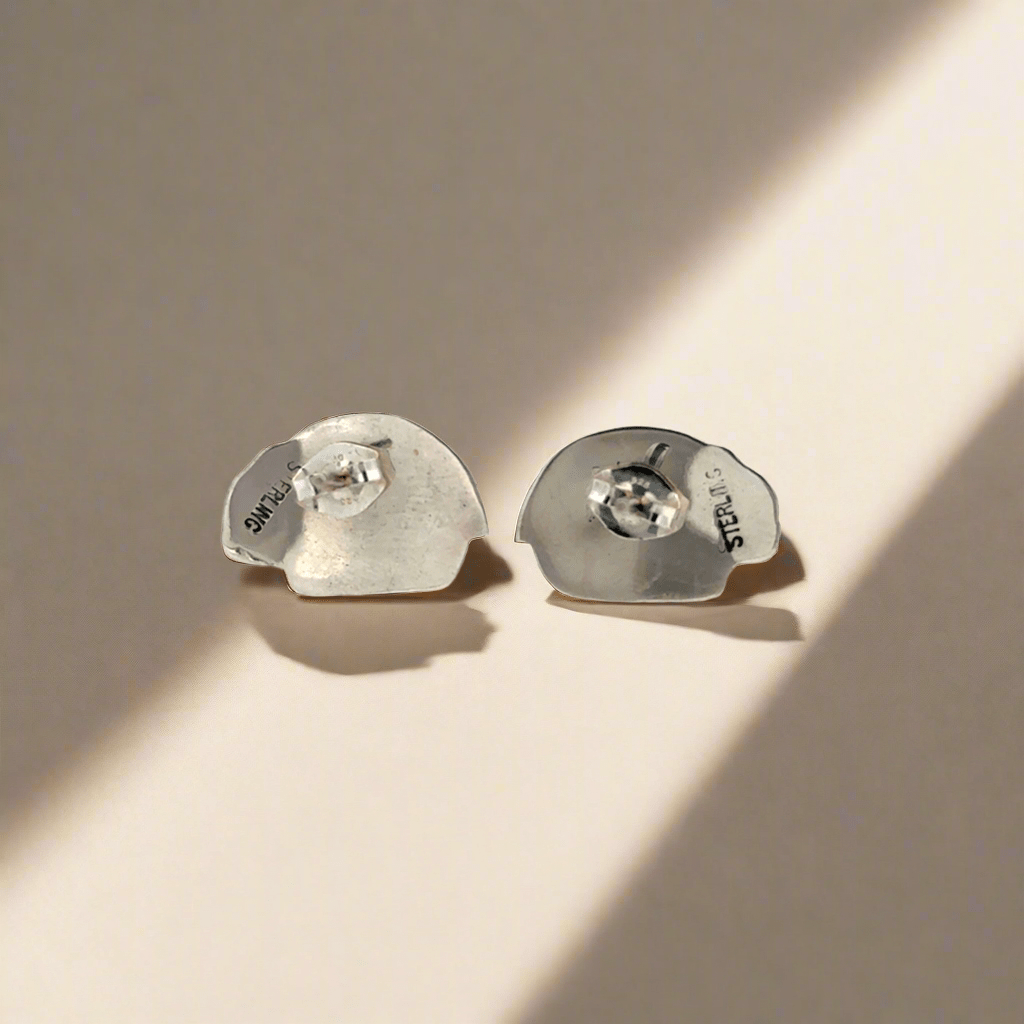 Kalifano Native American Jewelry Hopi Bear USA Native American Made 925 Sterling Silver Earrings with Stud Backing NAE200.021