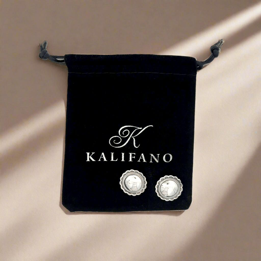 Kalifano Native American Jewelry Hopi Flower USA Native American Made 925 Sterling Silver Earrings with Stud Backing NAE250.015