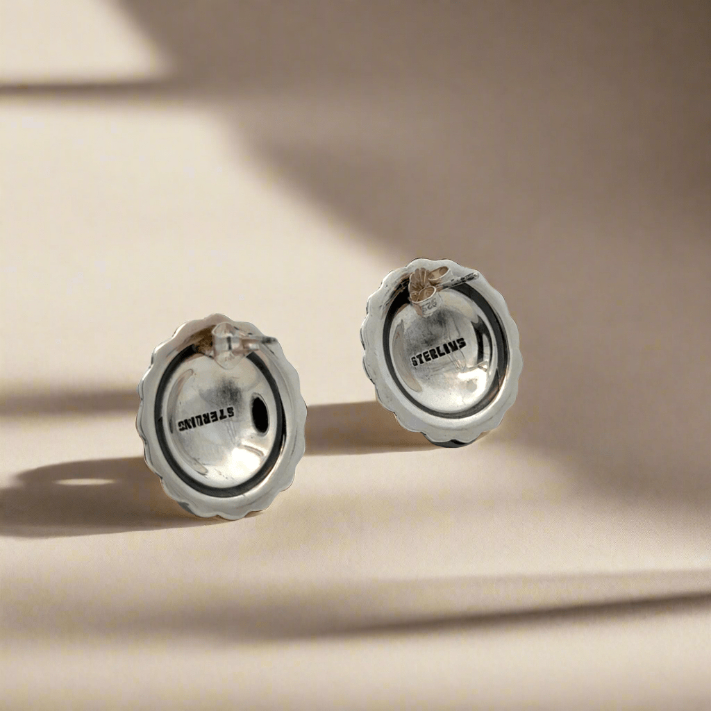Kalifano Native American Jewelry Hopi Flower USA Native American Made 925 Sterling Silver Earrings with Stud Backing NAE250.015