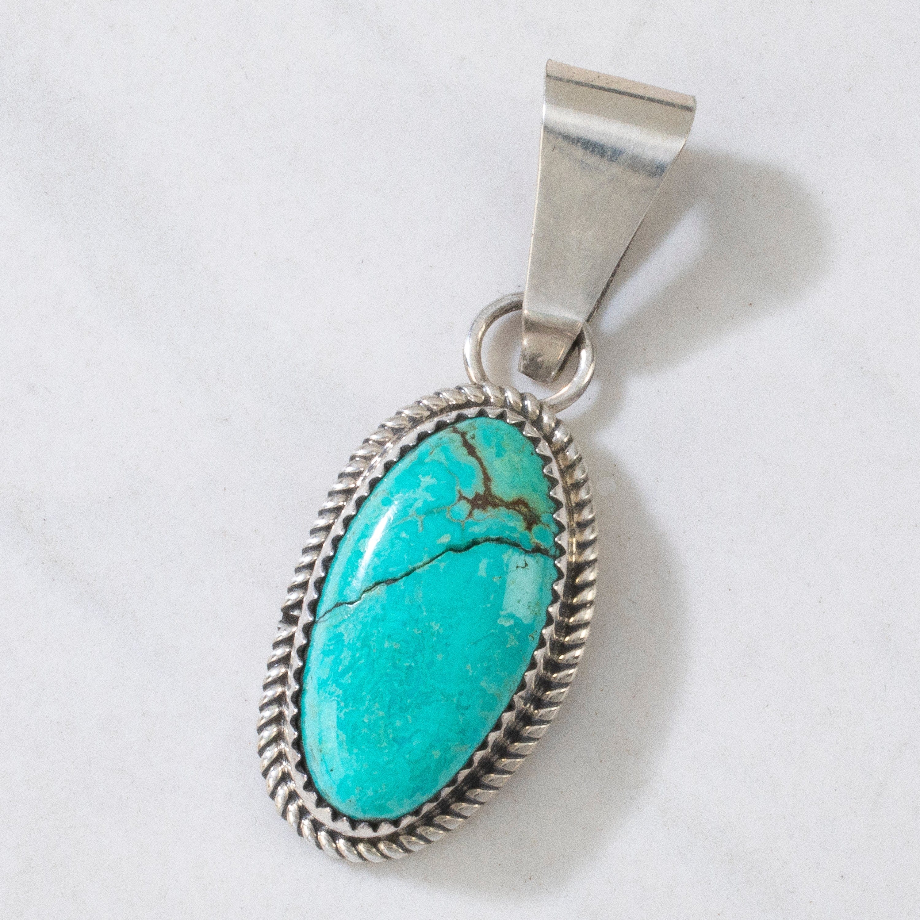 Kalifano Native American Jewelry Kingman Turquoise USA Native American Made 925 Sterling Silver Pendant NAN400.021