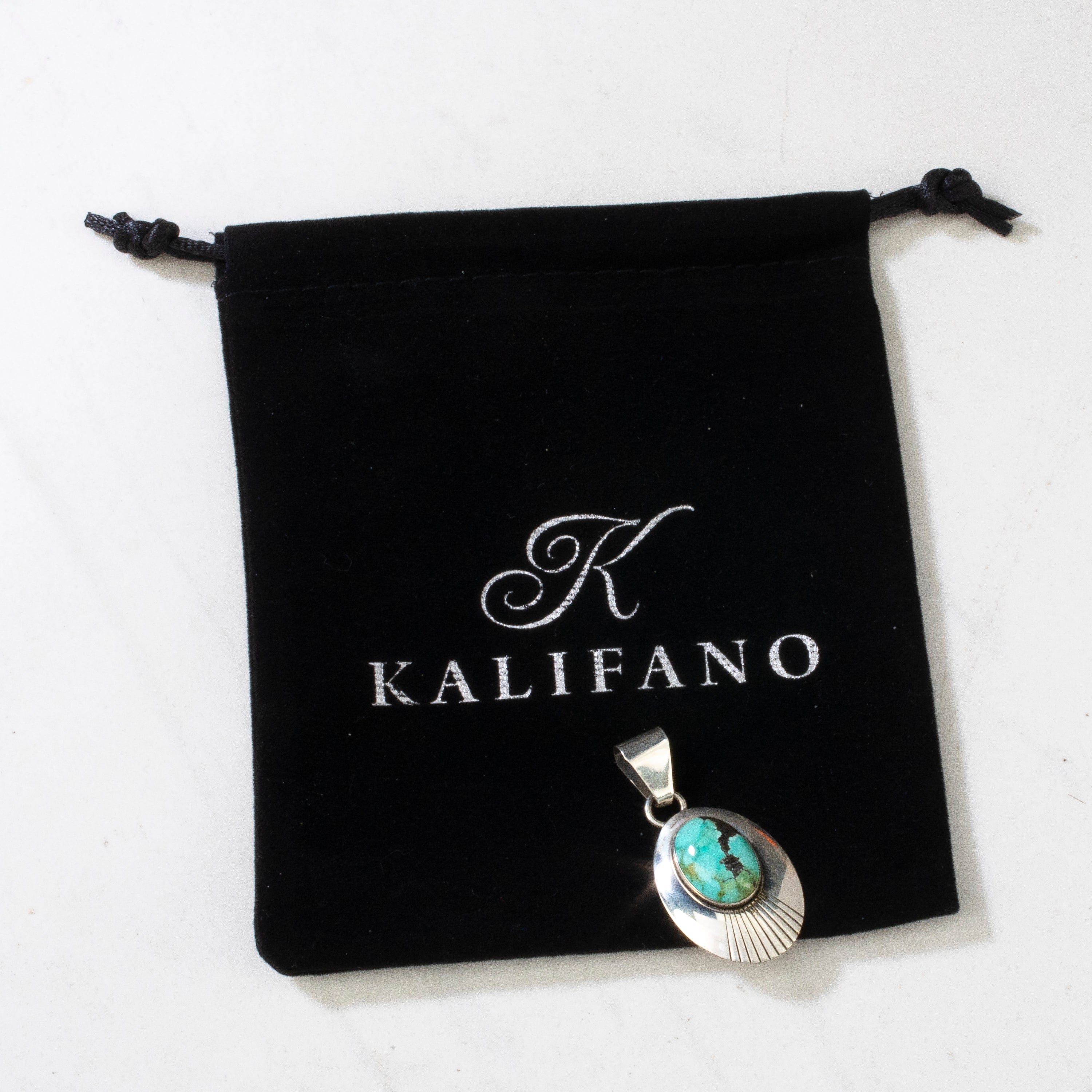 Kalifano Native American Jewelry Kingman Turquoise USA Native American Made 925 Sterling Silver Pendant NAN400.025