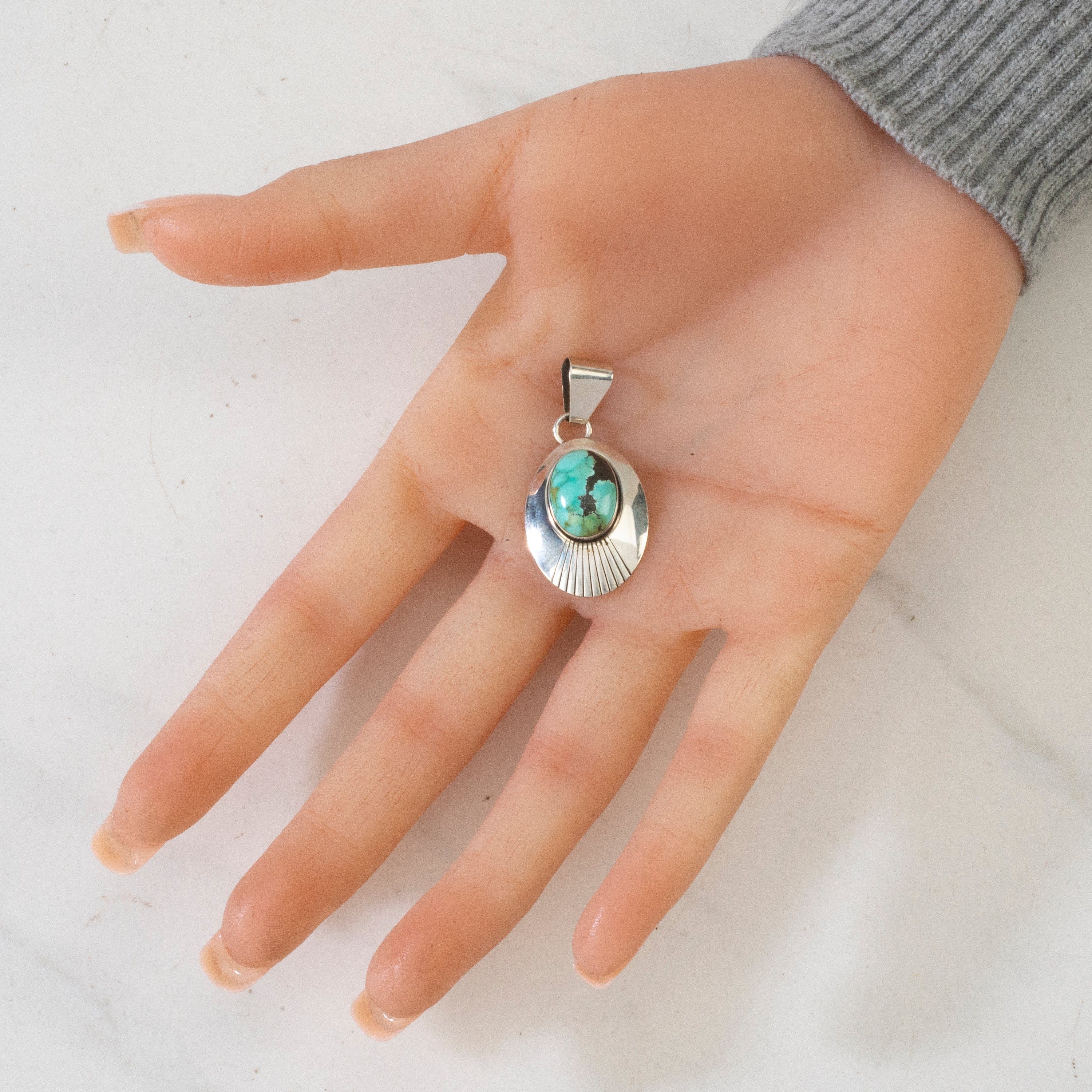 Kalifano Native American Jewelry Kingman Turquoise USA Native American Made 925 Sterling Silver Pendant NAN400.025
