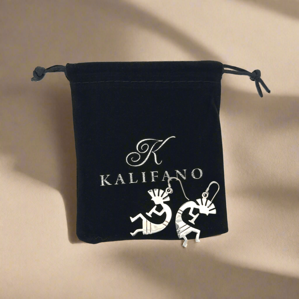 Kalifano Native American Jewelry Kokopelli Hopi USA Native American Made 925 Sterling Silver Earrings with French Hook NAE250.012