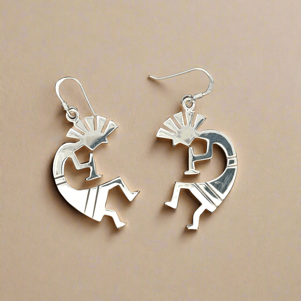 Kalifano Native American Jewelry Kokopelli Hopi USA Native American Made 925 Sterling Silver Earrings with French Hook NAE250.012