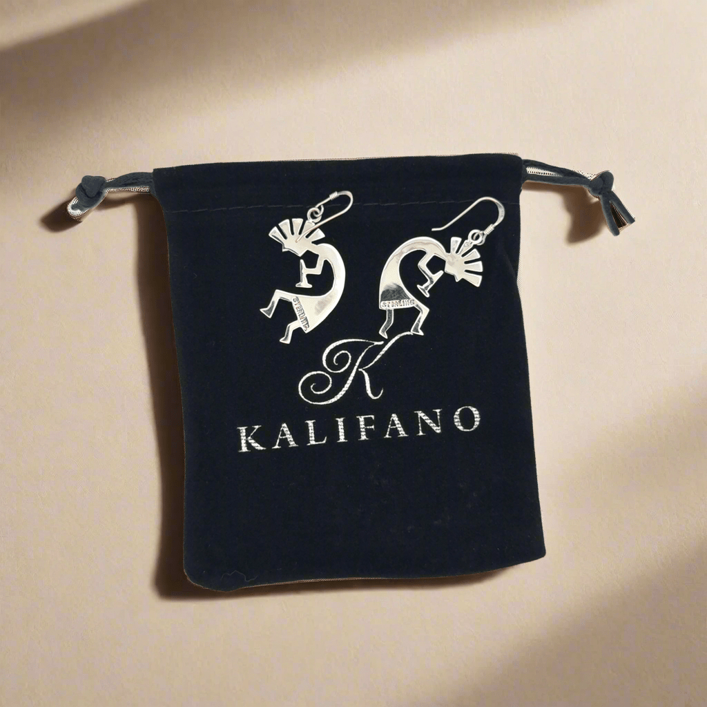 Kalifano Native American Jewelry Kokopelli Hopi USA Native American Made 925 Sterling Silver Earrings with French Hook NAE250.012