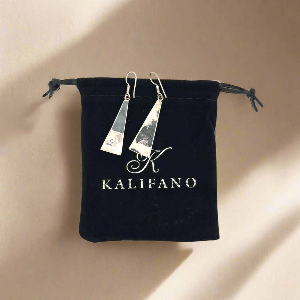Kalifano Native American Jewelry Kokopelli Triangular Hopi USA Native American Made 925 Sterling Silver Earrings with French Hook NAE400.046